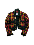Vintage Moschino Couture Evening Jacket Tweed Pattern Grün Rot 34-36