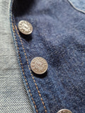 Vintage Kenzo Damen Jeansjacke Patchwork Flowers Blau 40
