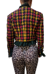 Vintage Moschino Couture Evening Jacket Tweed Pattern Grün Rot 34-36