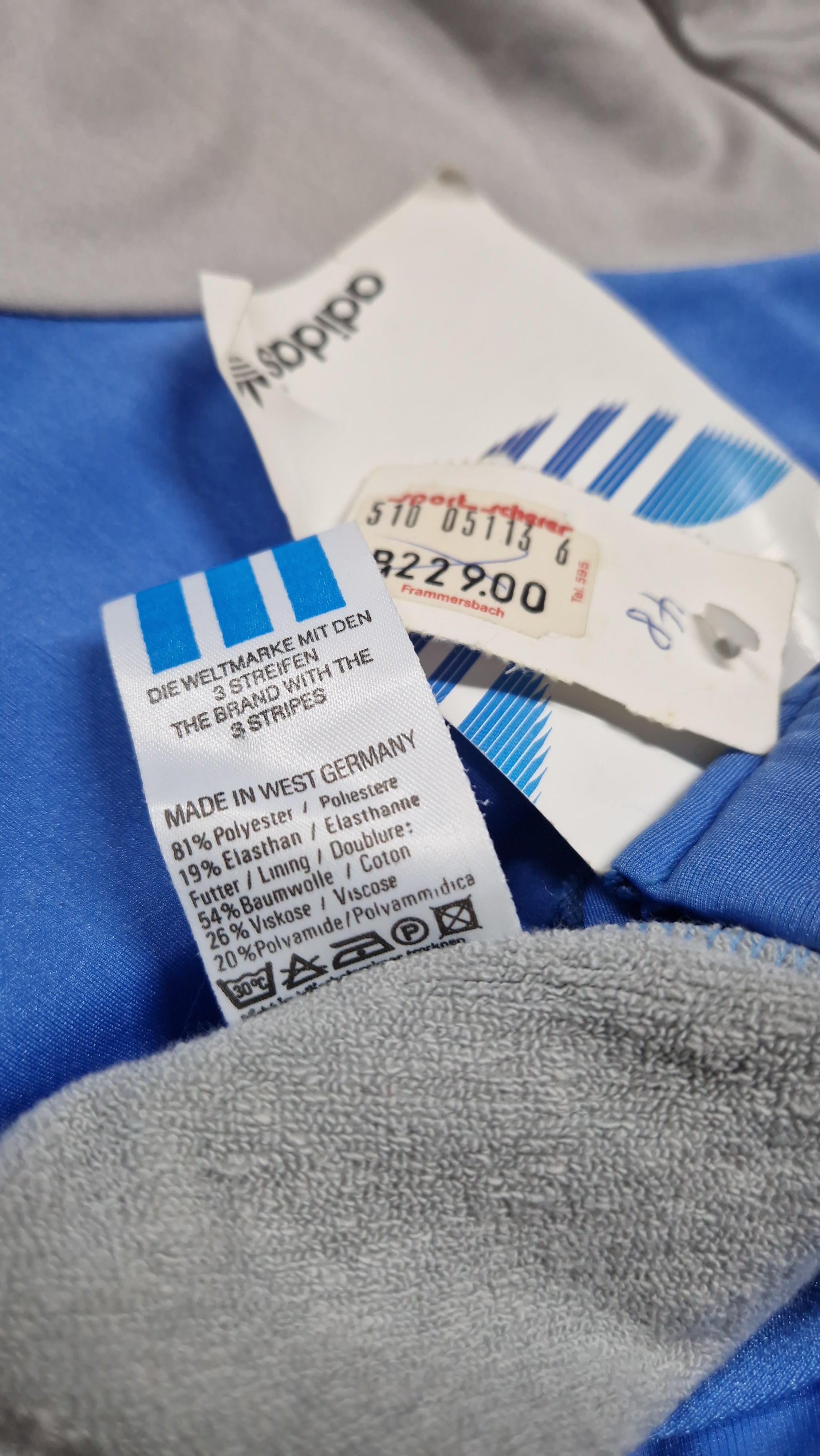 80s Adidas Ski Overall Deadstock Made In West Germany Grau Blau D48 S