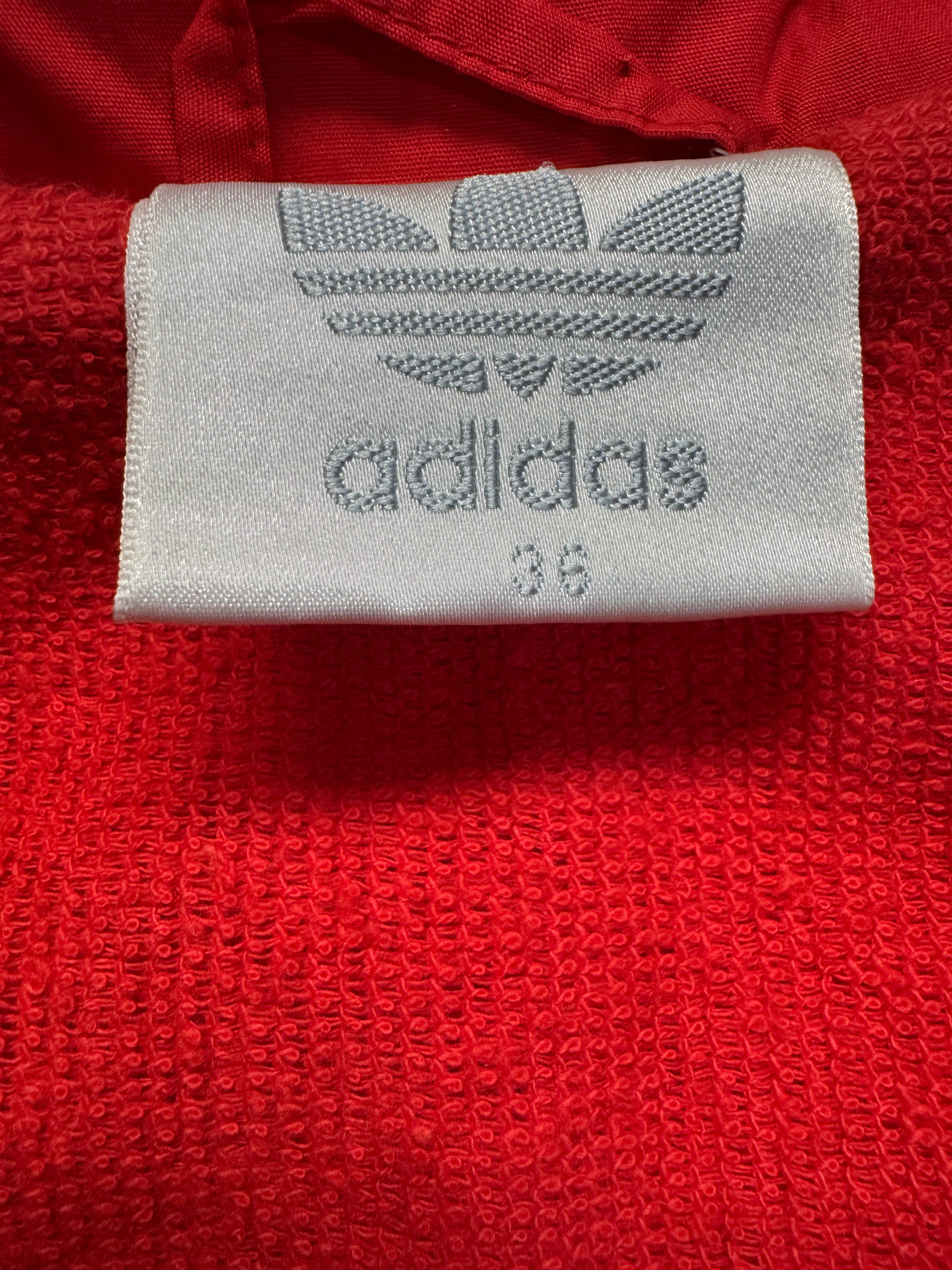 90s Adidas Damen Skianzug Deadstock Frottee Futter Monochrome Rot 38 XS