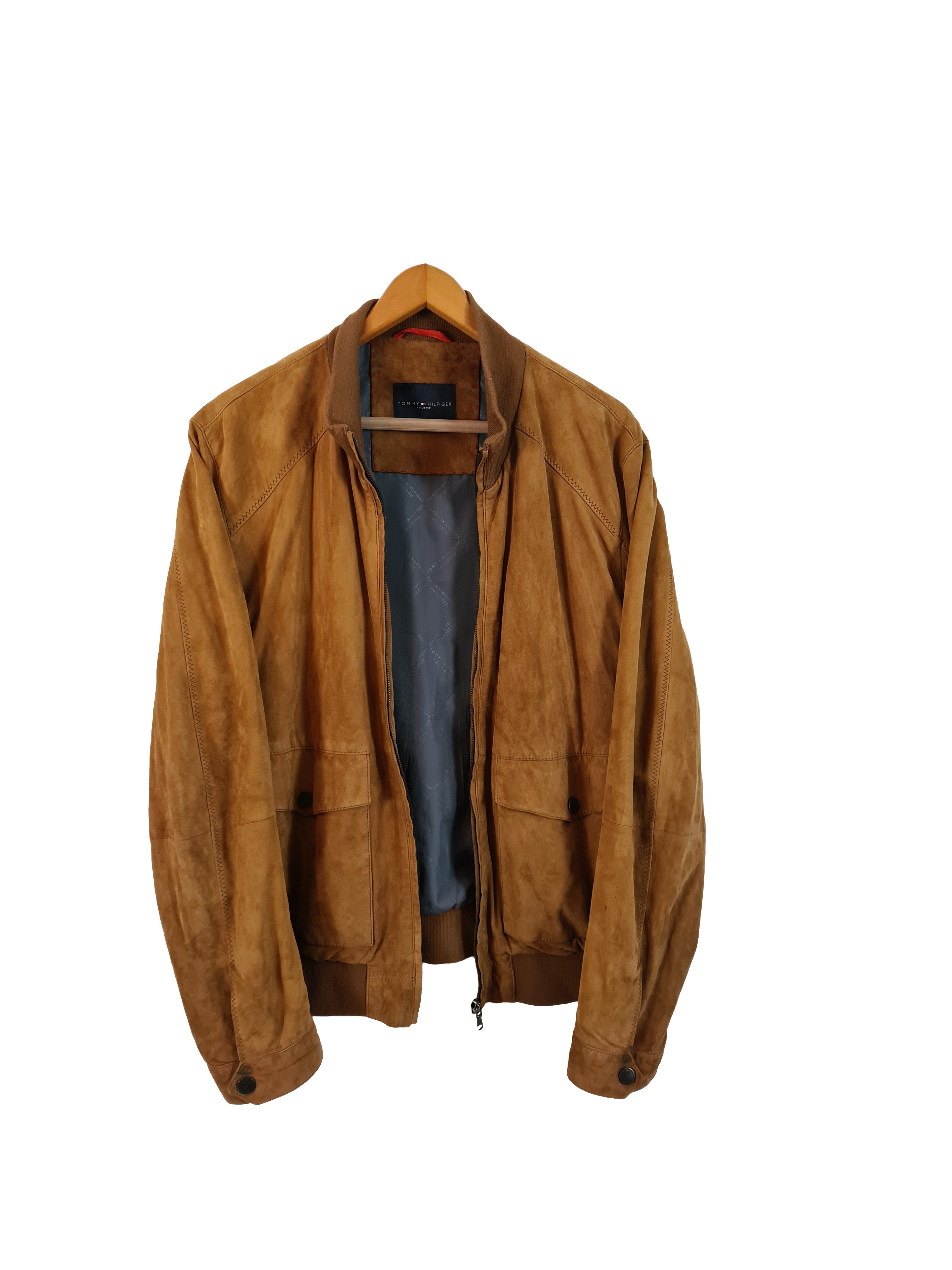 Moderne Tommy Hilfiger Tailored Lederjacke Blouson Style Hellbraun M-L - RareRags