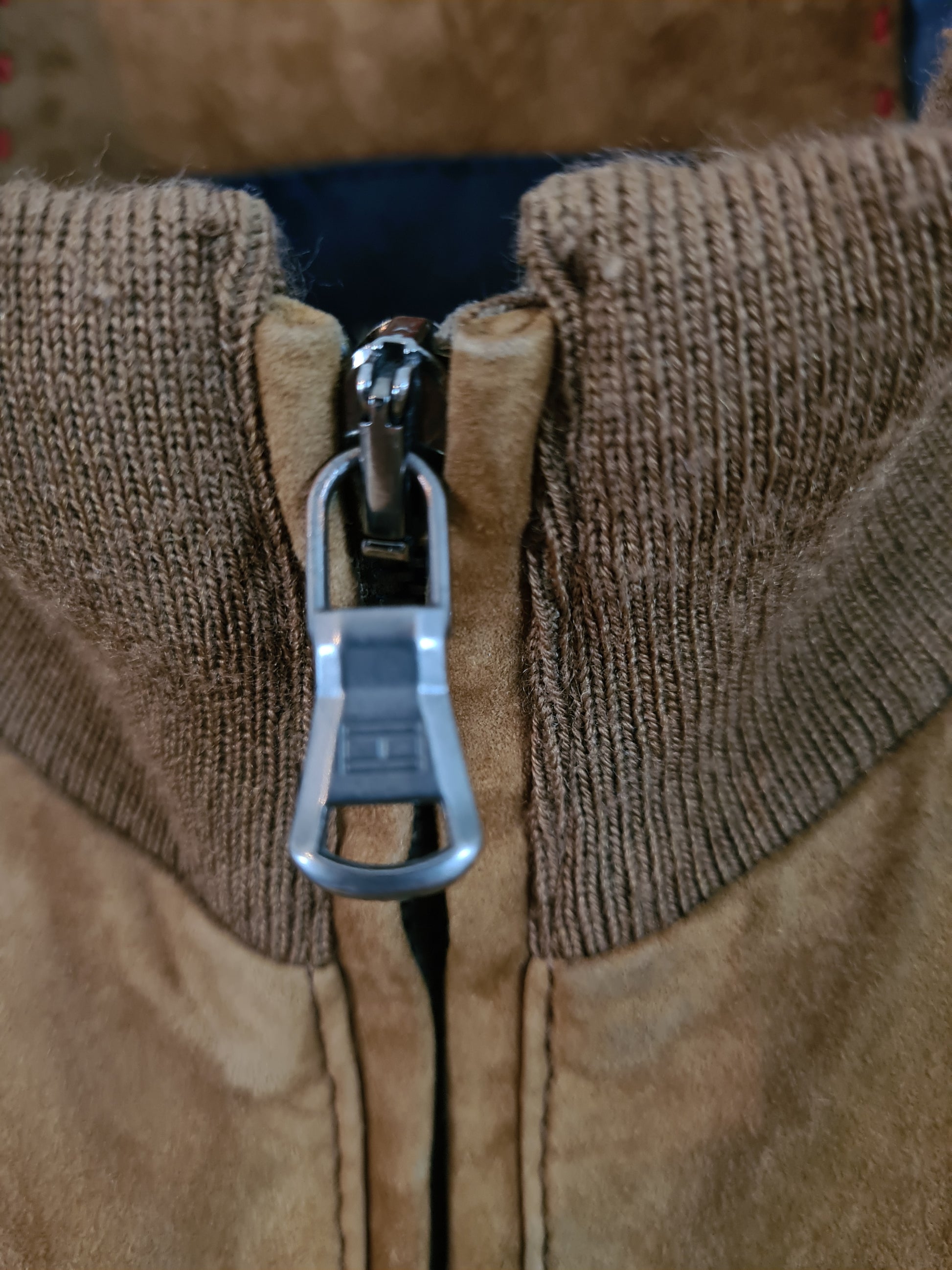 Moderne Tommy Hilfiger Tailored Lederjacke Blouson Style Hellbraun M-L - RareRags