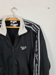 Vintage Reebok Sportjacke Logostreifen Schwarz Weiß XS