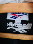 Vintage Reebok Sportjacke Logostreifen Schwarz Weiß XS