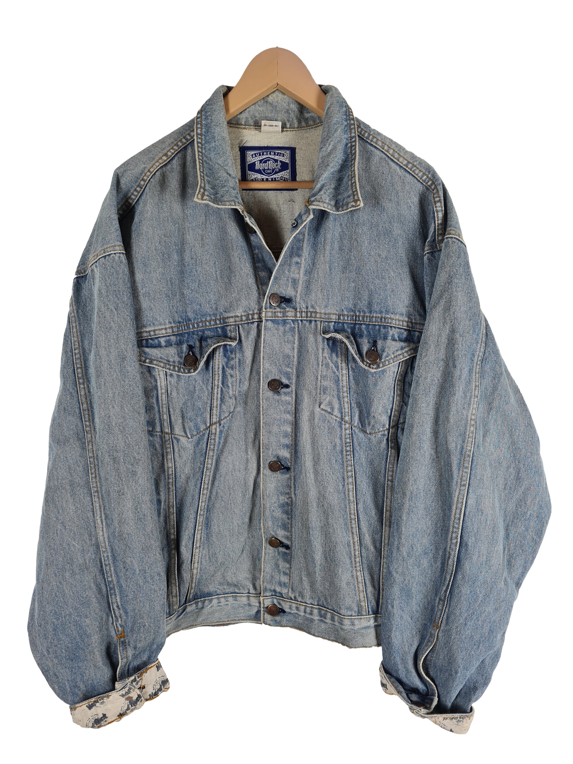 Vintage Hard Rock Cafe Jeansjacke Basic Hellblau XL - RareRags