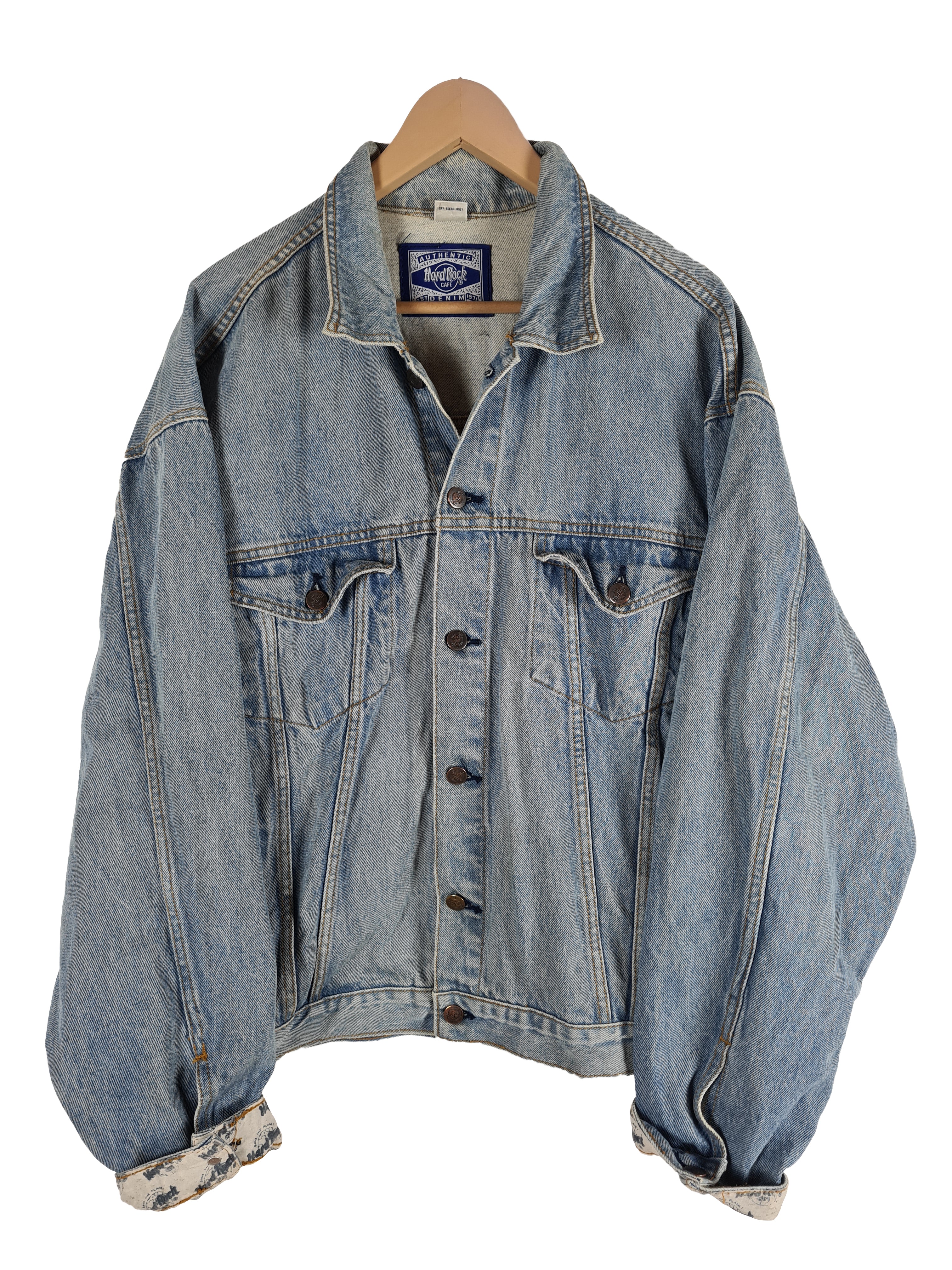 Vintage Hard Rock Cafe Jeansjacke Basic Hellblau XL - RareRags