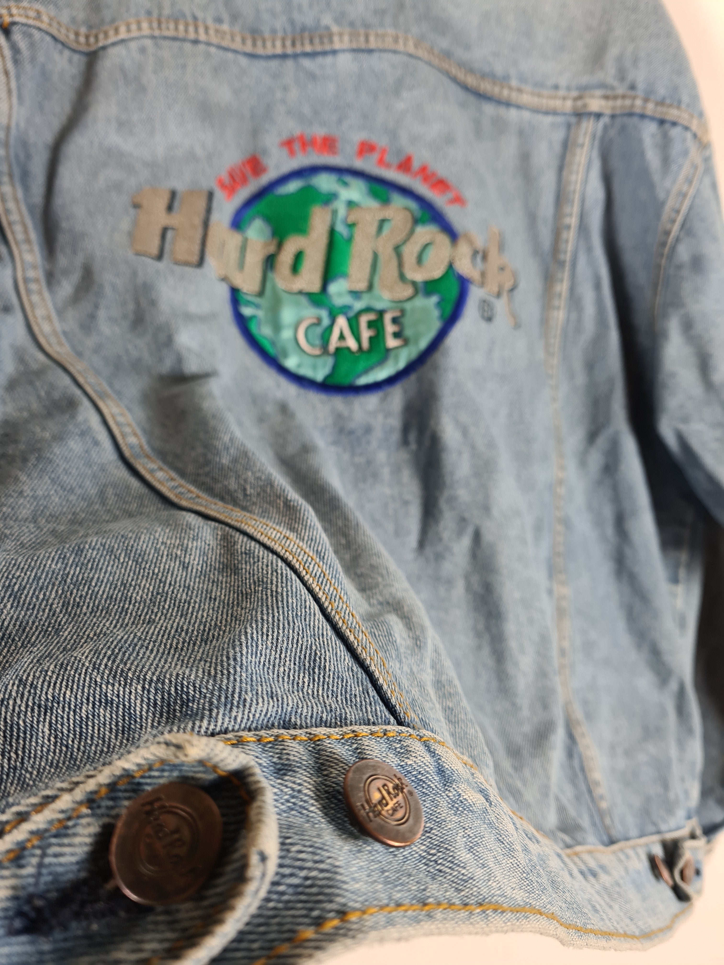 Vintage Hard Rock Cafe Jeansjacke Basic Hellblau XL - RareRags