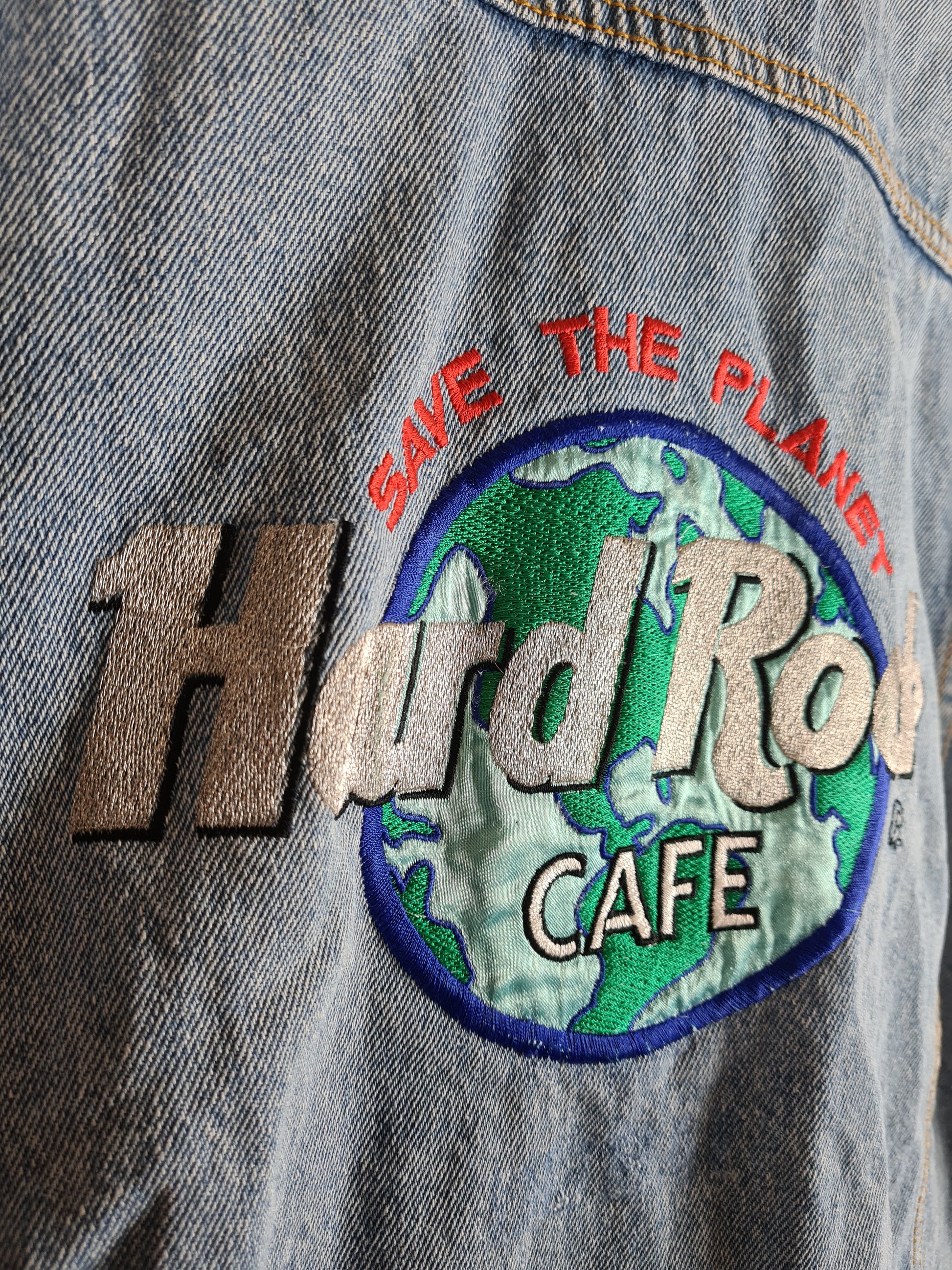 Vintage Hard Rock Cafe Jeansjacke Basic Hellblau XL - RareRags