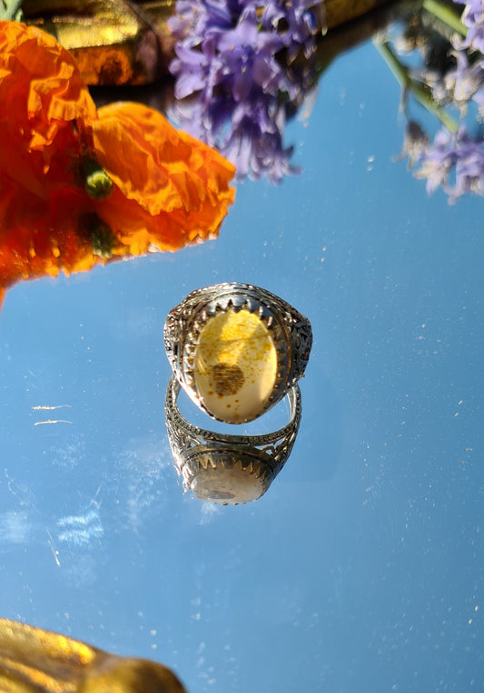 Modeschmuck Ring mit gelben Stein - RareRags
