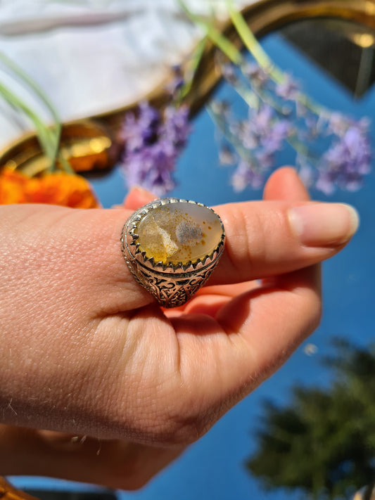 Modeschmuck Ring mit gelben Stein - RareRags