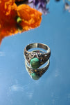 Modeschmuck Ring mit grünem Stein - RareRags