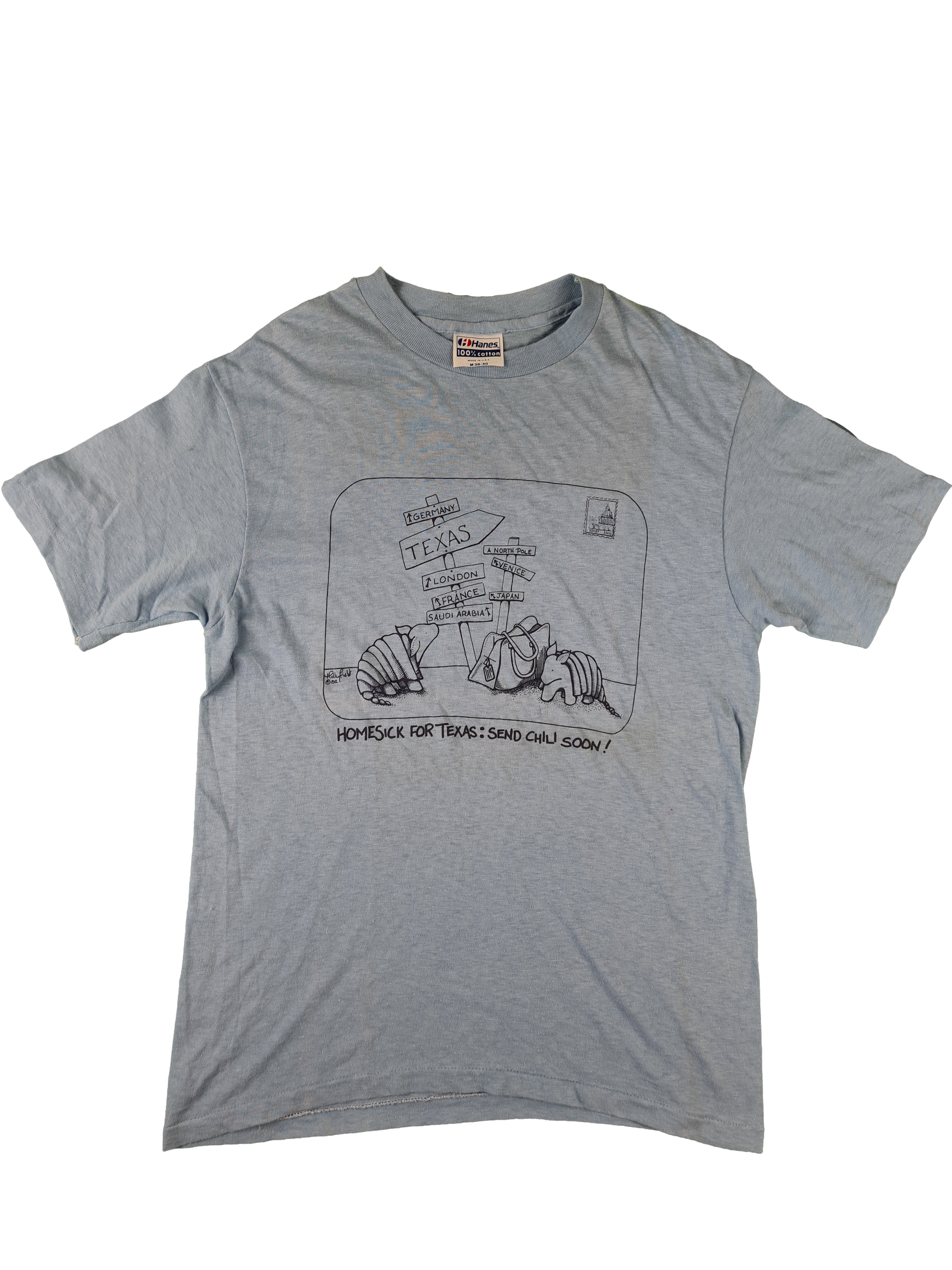 Hanes Home Sick For Texas Tee Grau S-M - RareRags