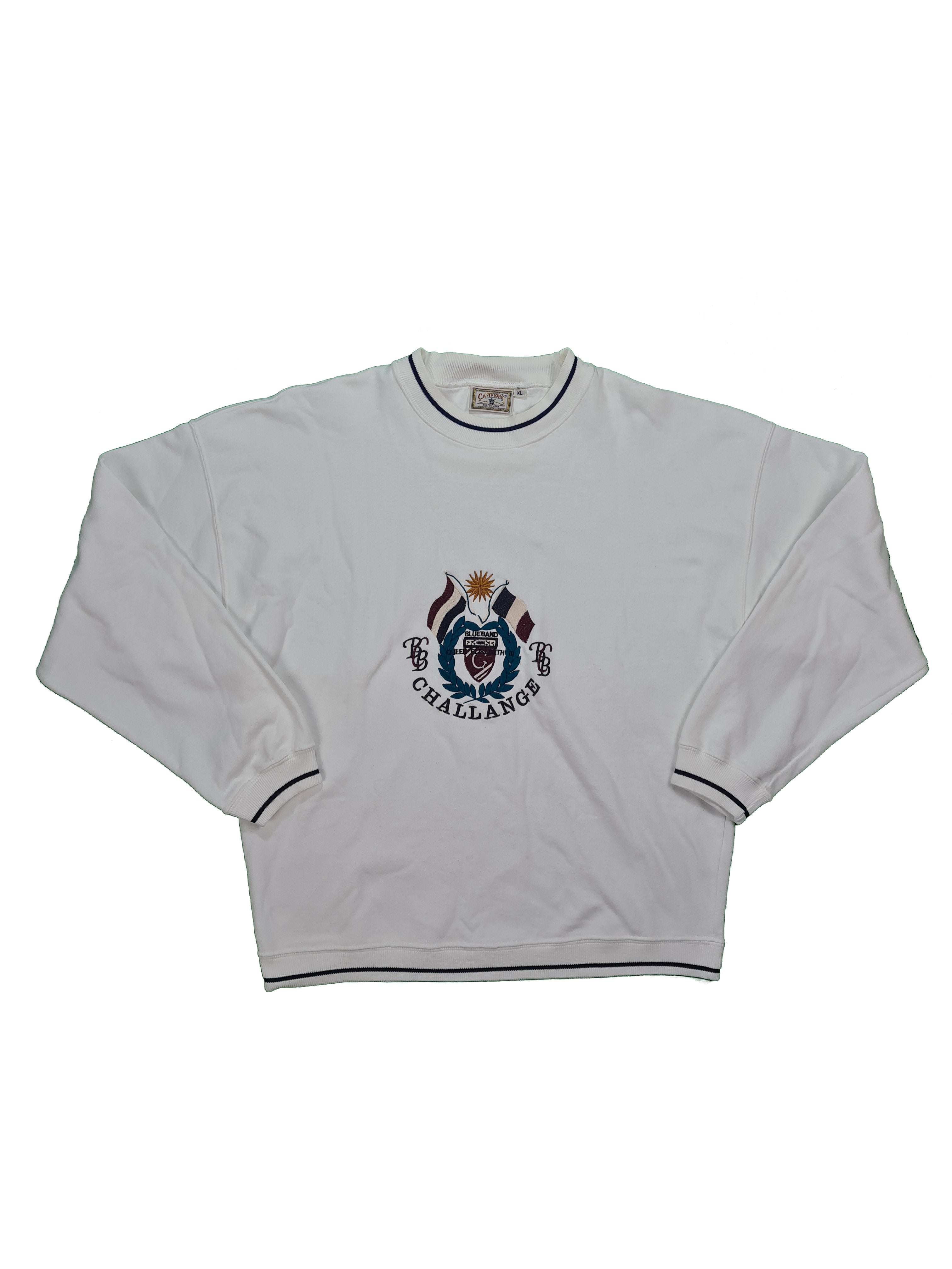 Vintage Champione Sweater Challange Bestickt Weiß XL - RareRags