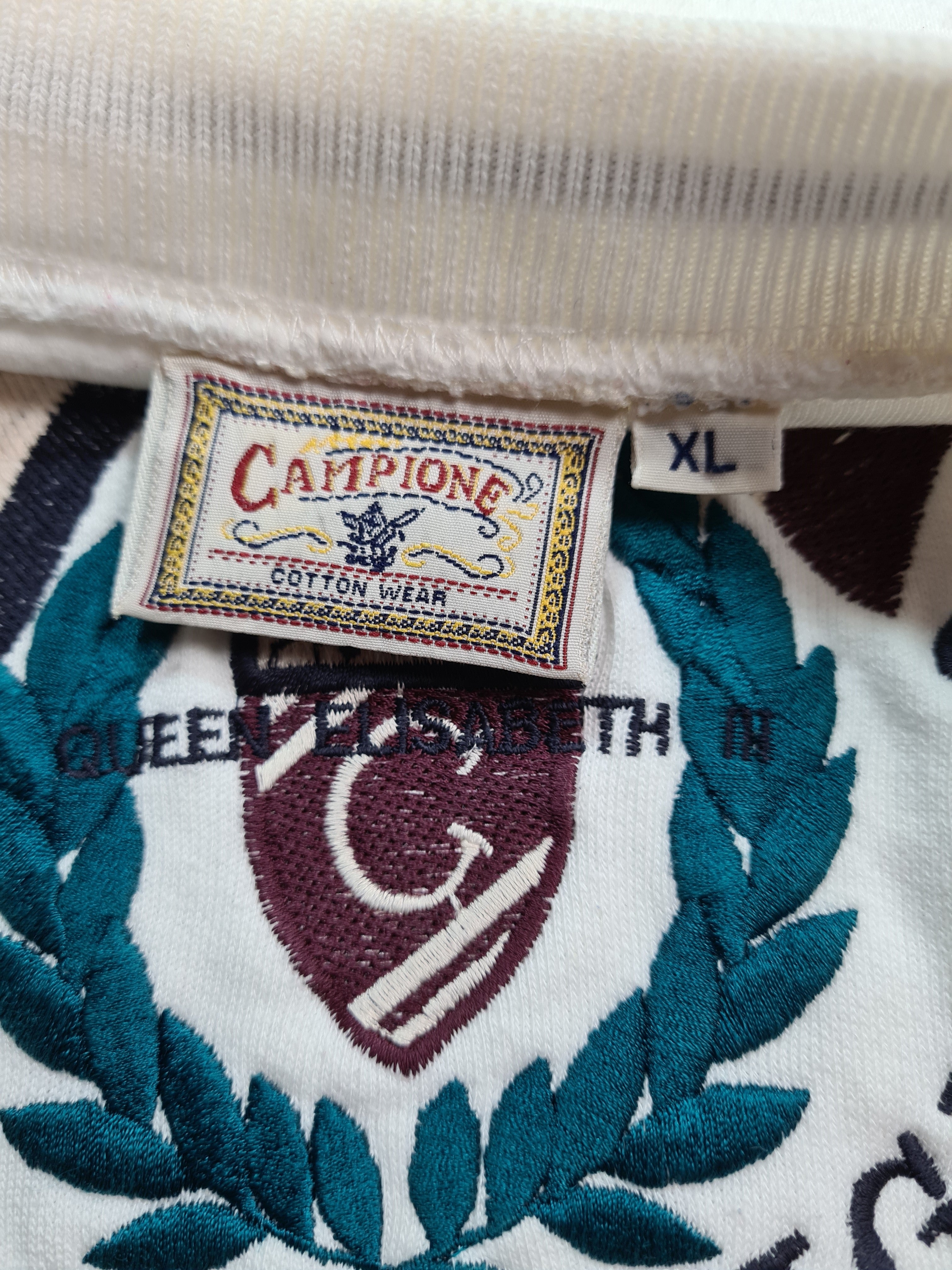 Vintage Champione Sweater Challange Bestickt Weiß XL - RareRags
