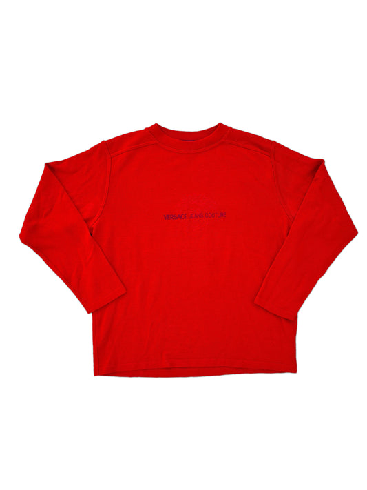 Vintage Versace Jeans Couture Strickpulli/Sweater Merino Rot XL