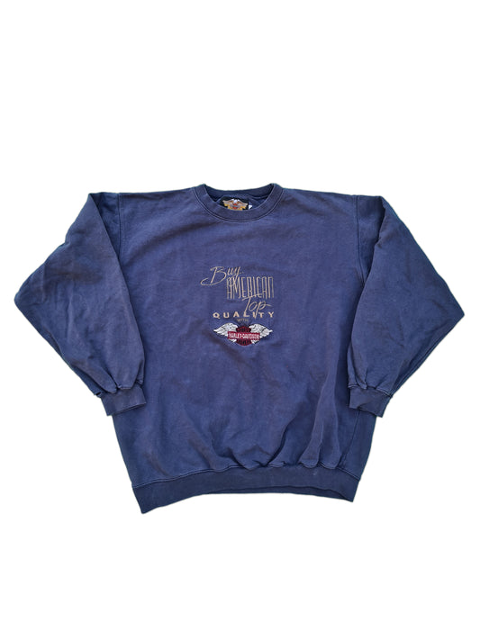 Vintage Harley-Davidson Sweater Buy Amercian Top Quality Bestickt Used Look Dunkelblau XL