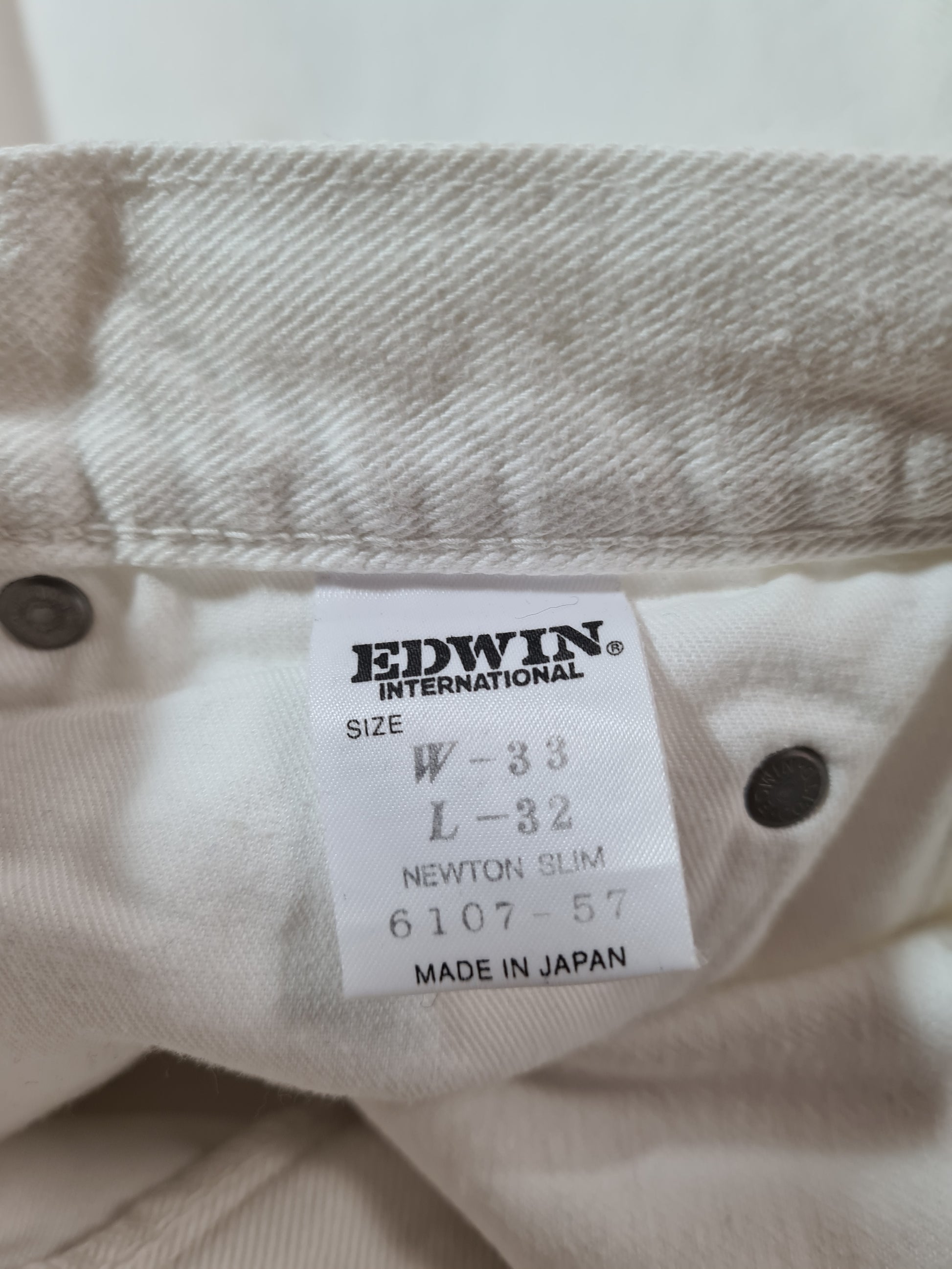 Rare! Jeans Edwin Hose Made in Japan Newton Slim Weiß W33 L32 - RareRags