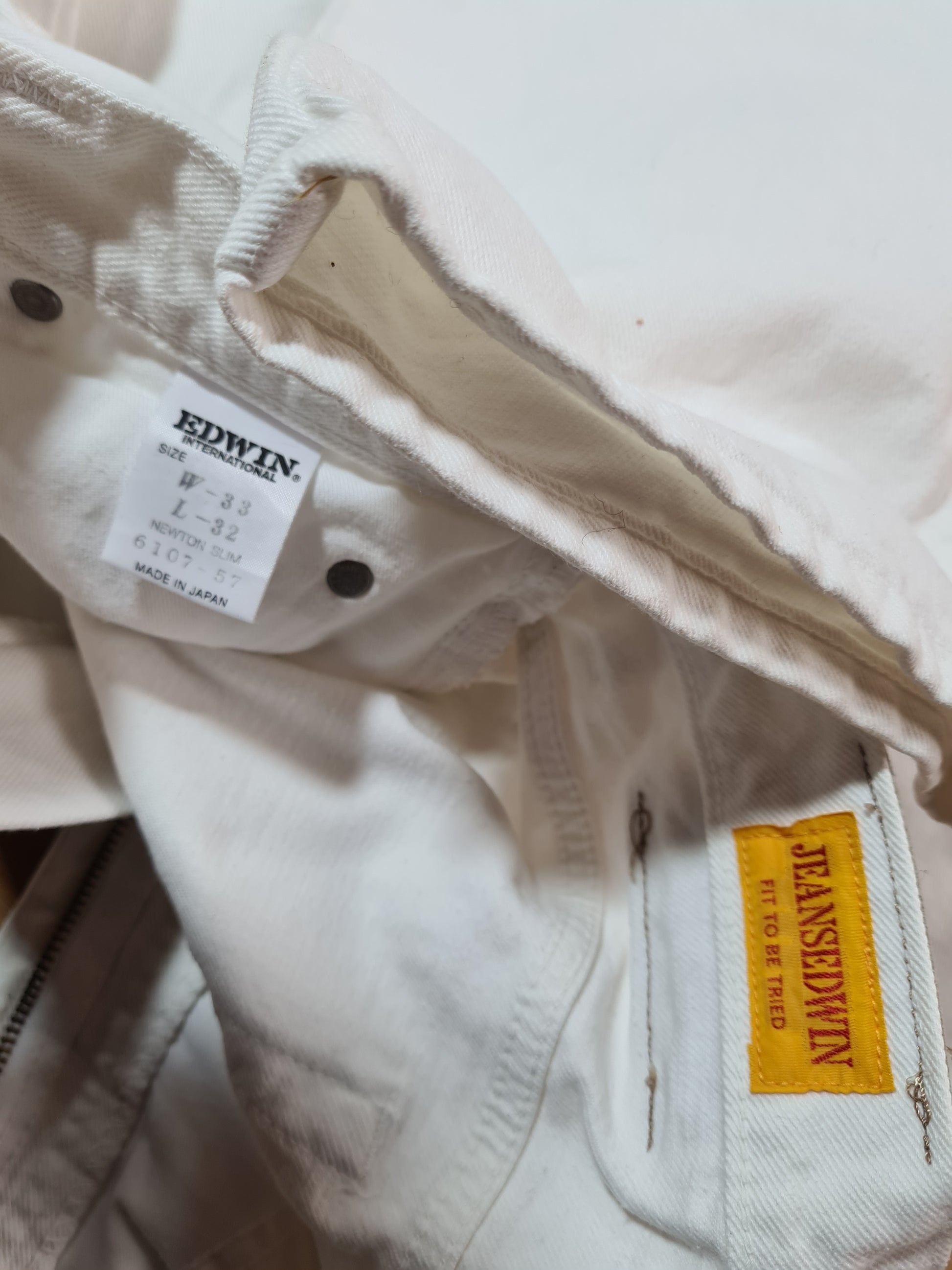 Rare! Jeans Edwin Hose Made in Japan Newton Slim Weiß W33 L32 - RareRags
