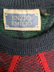 Vintage Enzio Emilio Strickpulli Linear Pattern Bunt XL