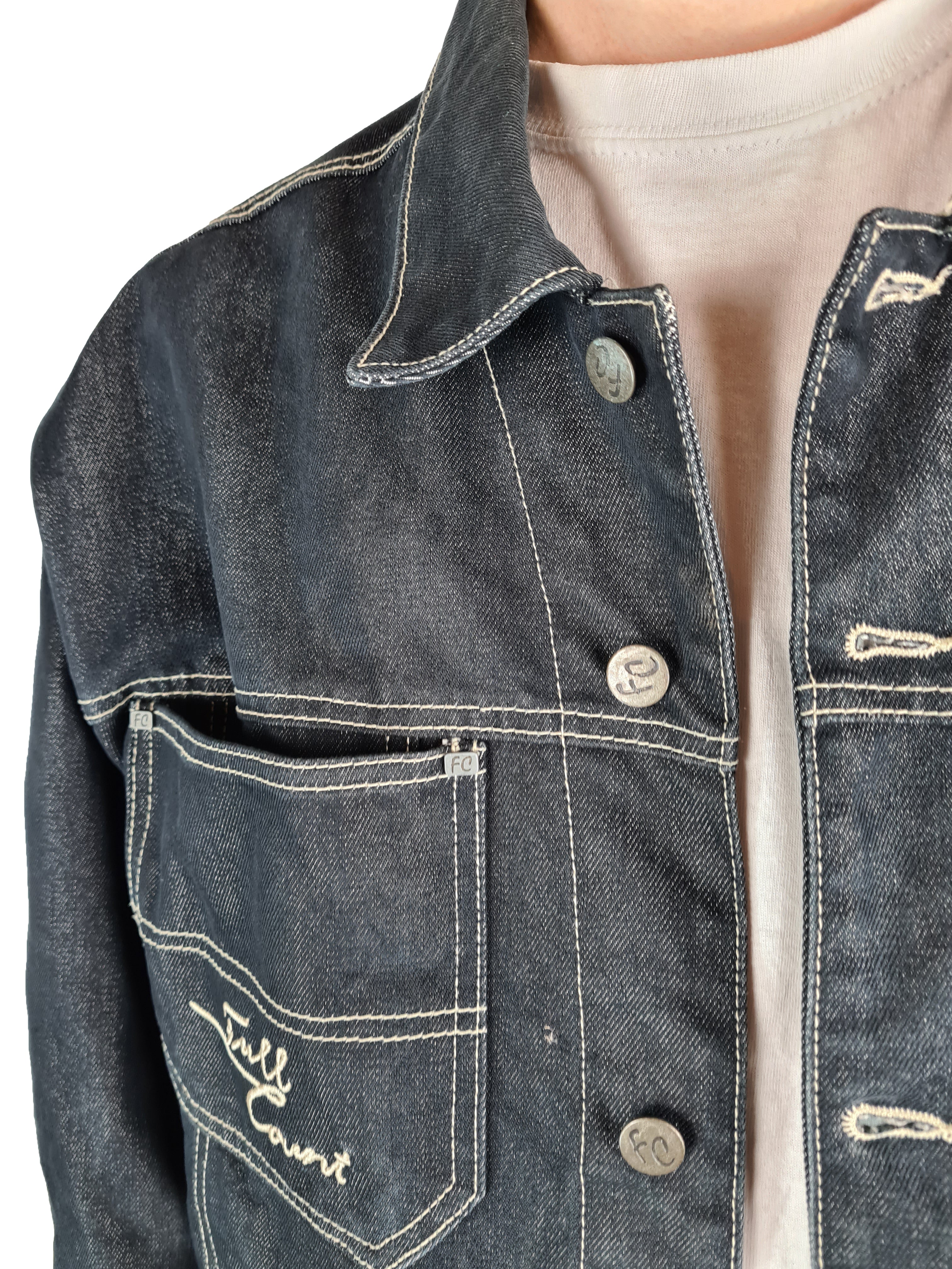 Y2K Full Count Jeansjacke Sportswear Dunkel L - RareRags