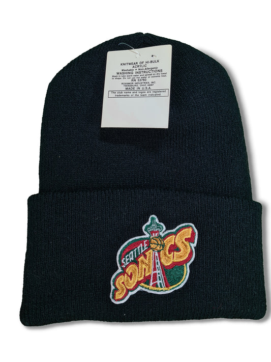 Neu mit Etikett Seattle Sonics Mütze Made in USA Schwarz Unisize - RareRags