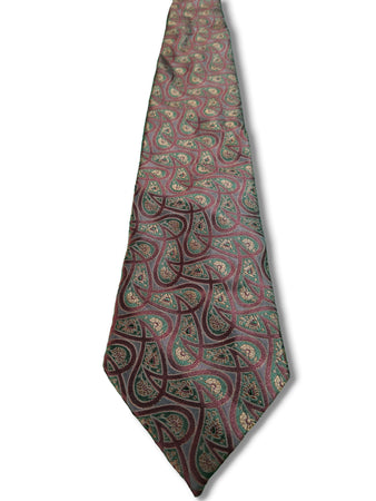 Vintage Ermenegildo Zegna Krawatte Dunkles Rot Grün