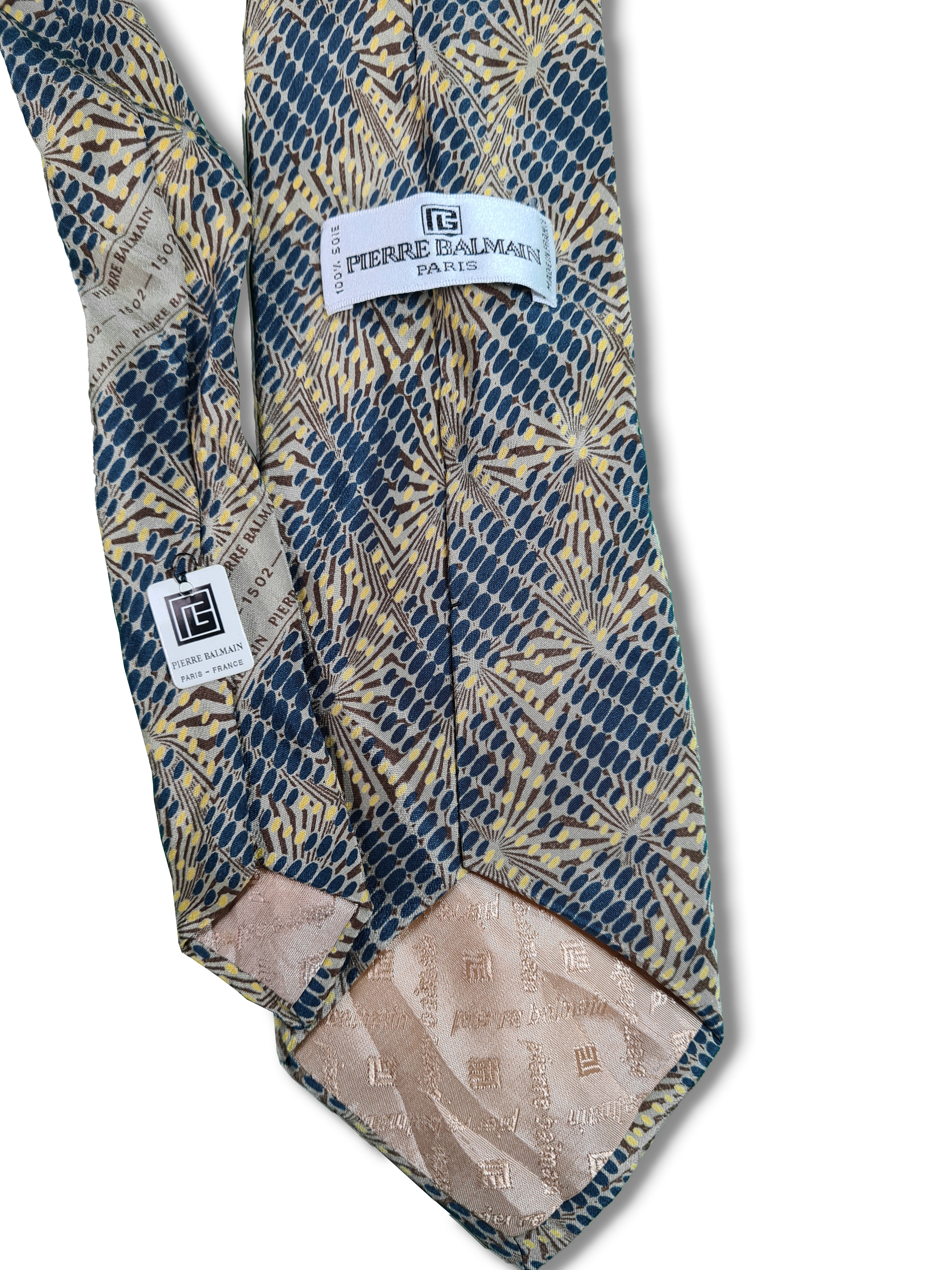 Vintage Balmain Krawatte Basic Abstract Blau Braun - RareRags