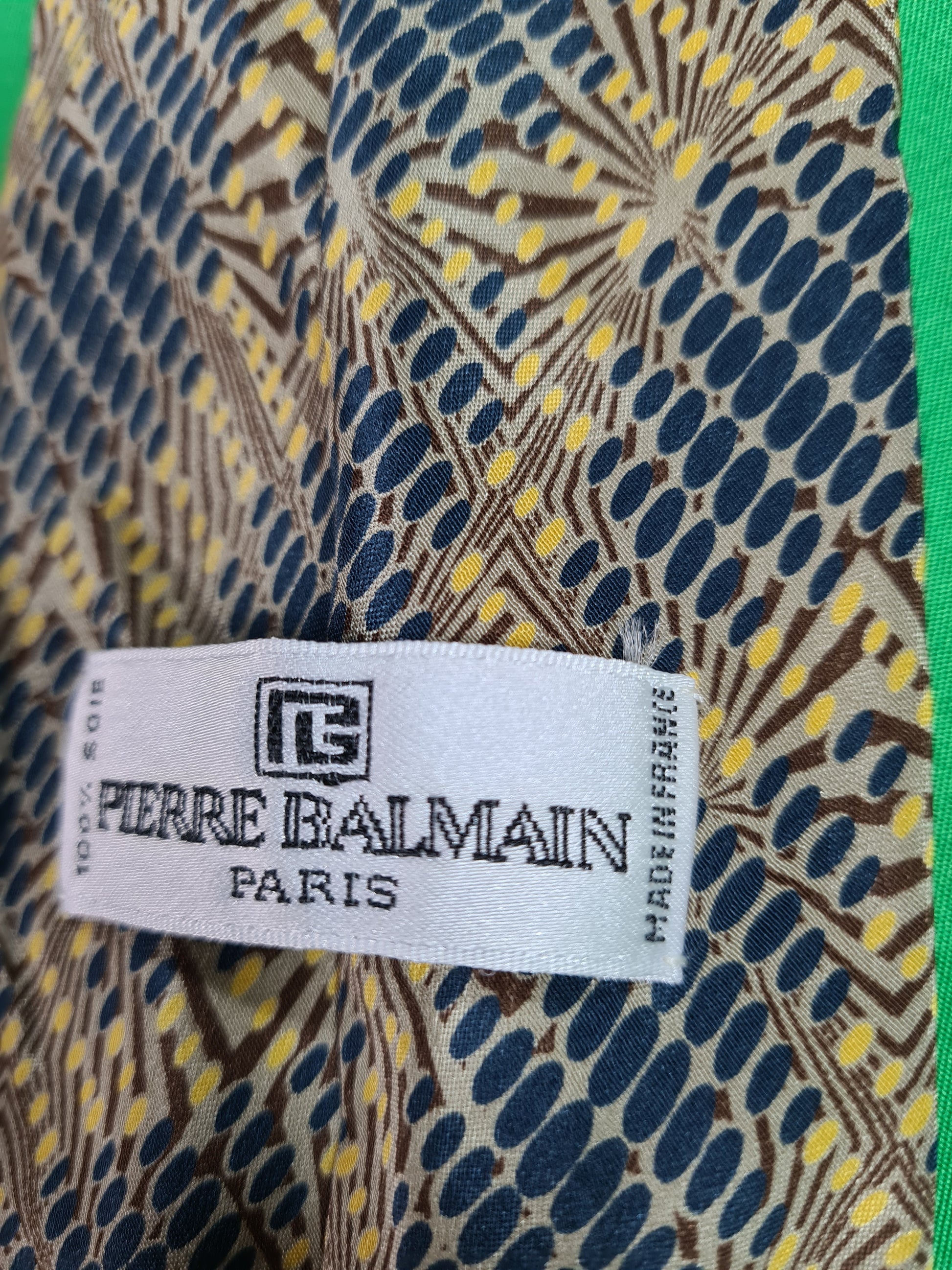 Vintage Balmain Krawatte Basic Abstract Blau Braun - RareRags