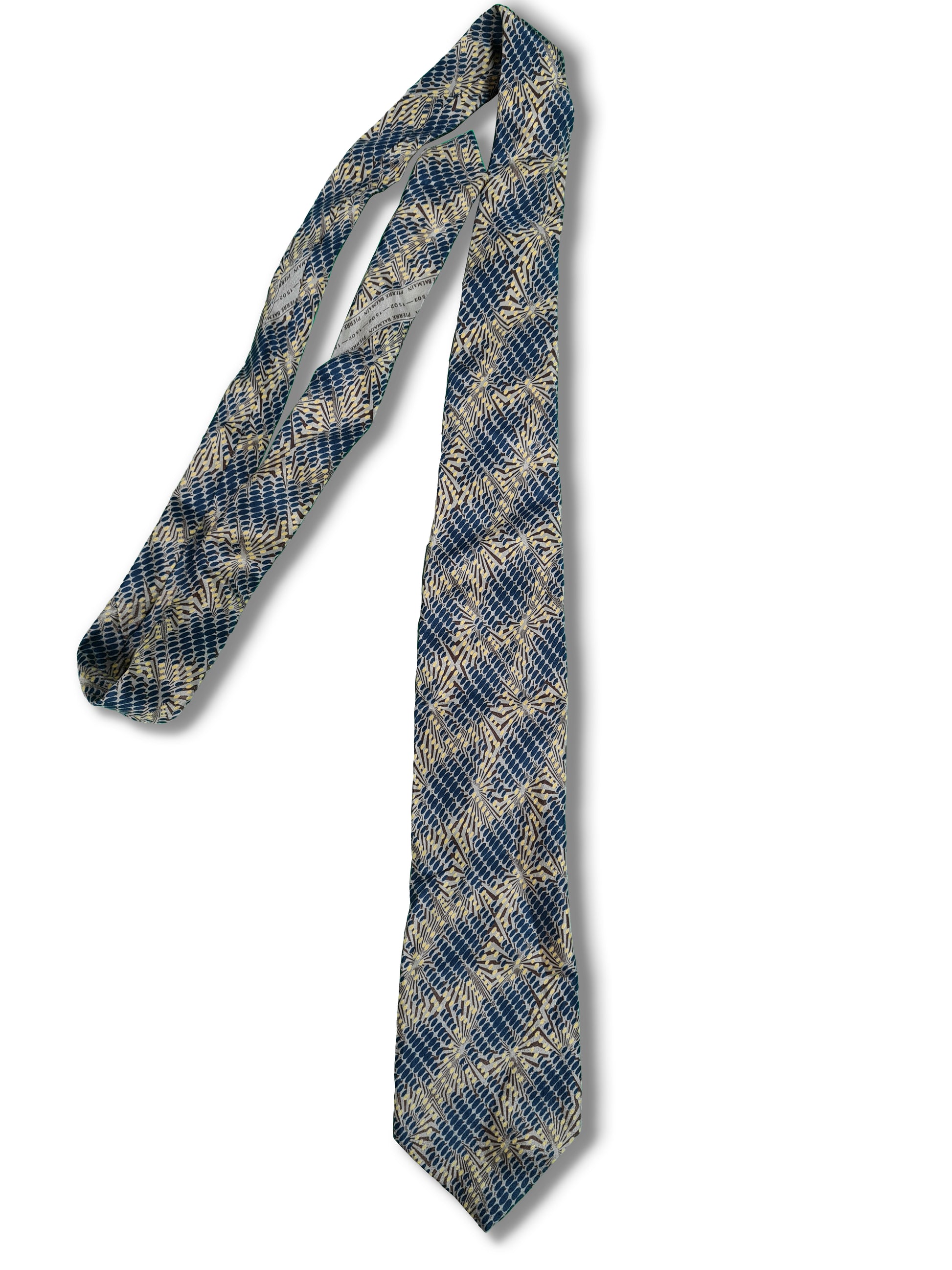 Vintage Balmain Krawatte Basic Abstract Blau Braun - RareRags