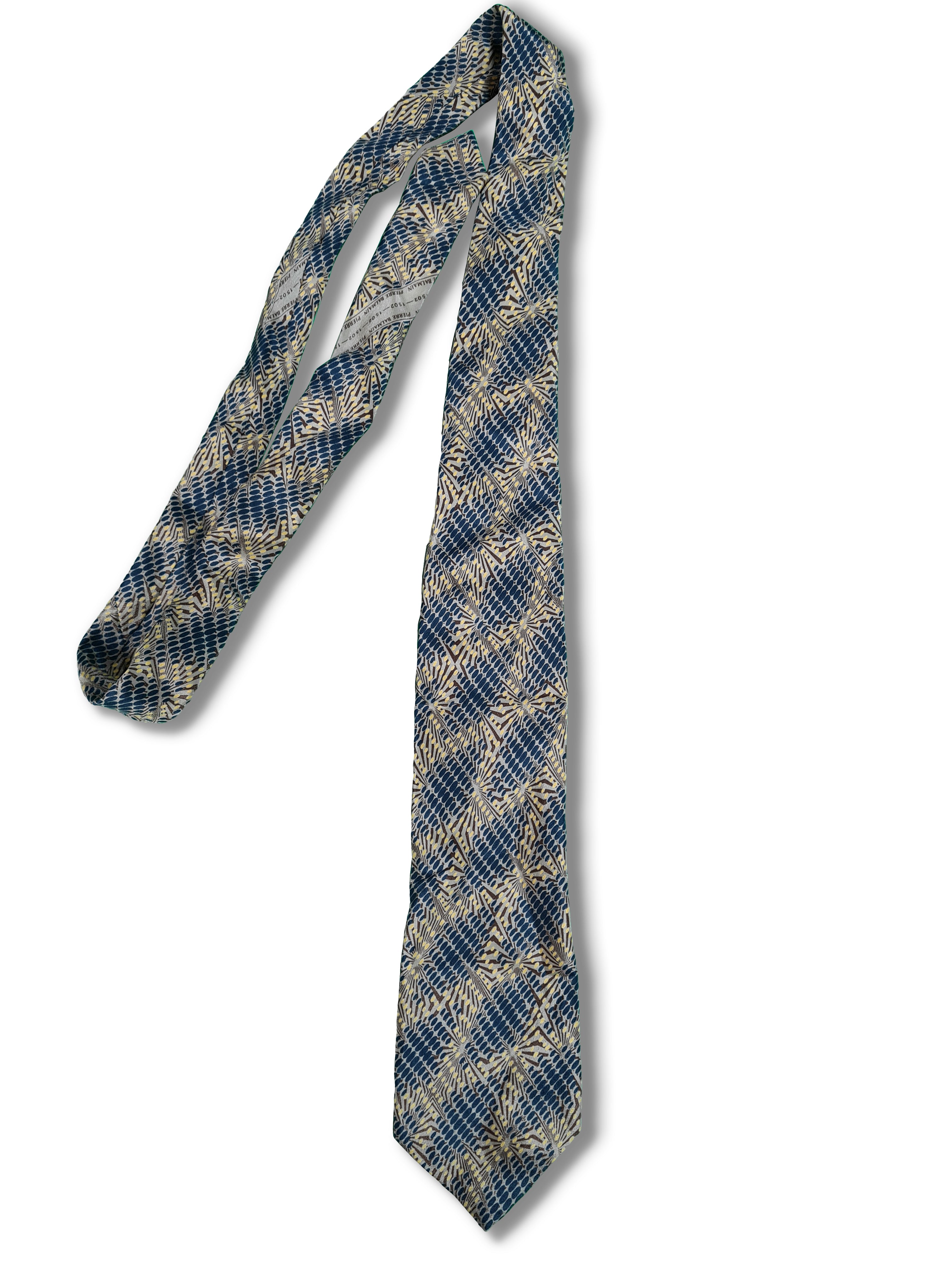 Vintage Balmain Krawatte Basic Abstract Blau Braun - RareRags