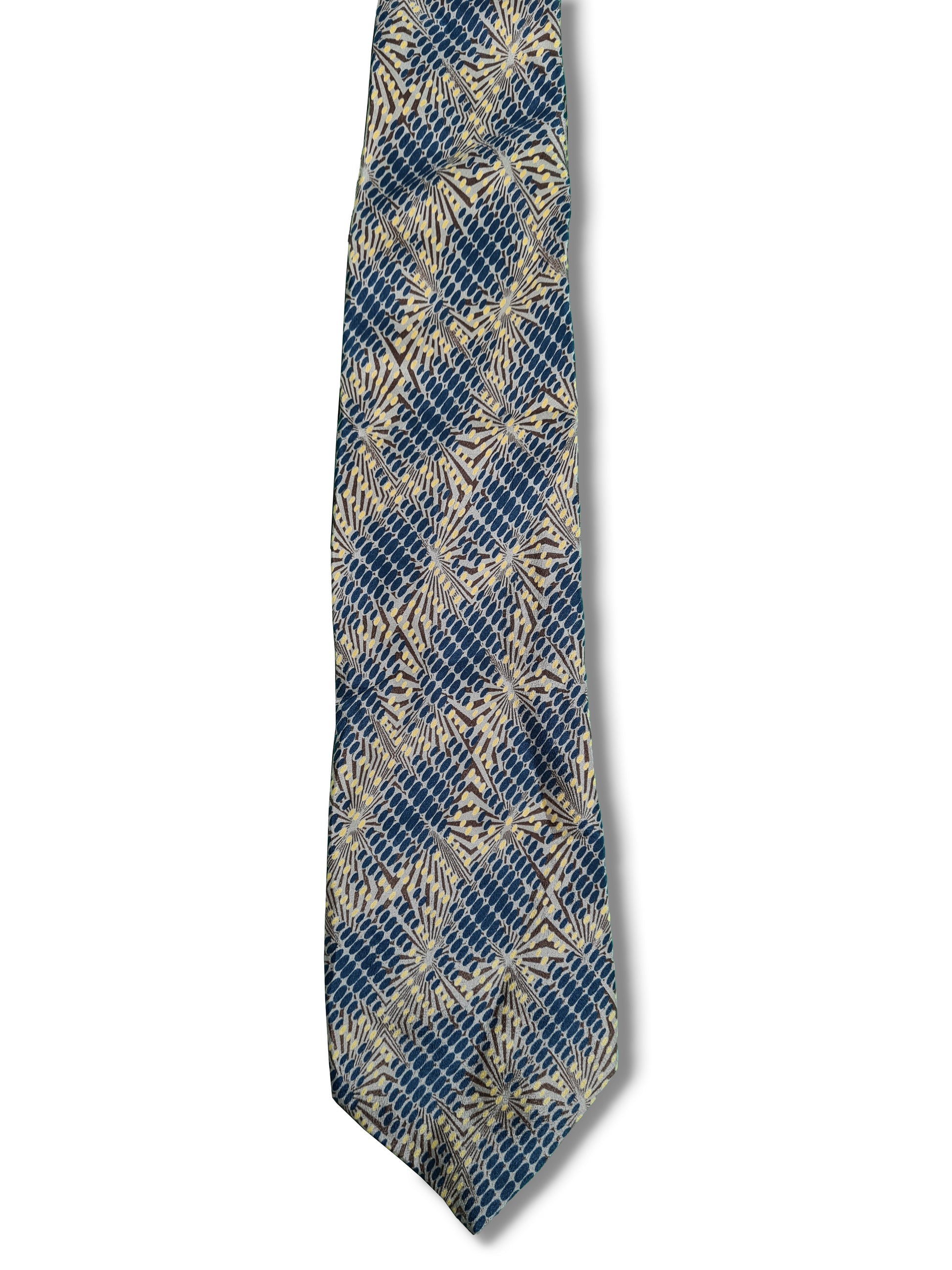 Vintage Balmain Krawatte Basic Abstract Blau Braun - RareRags