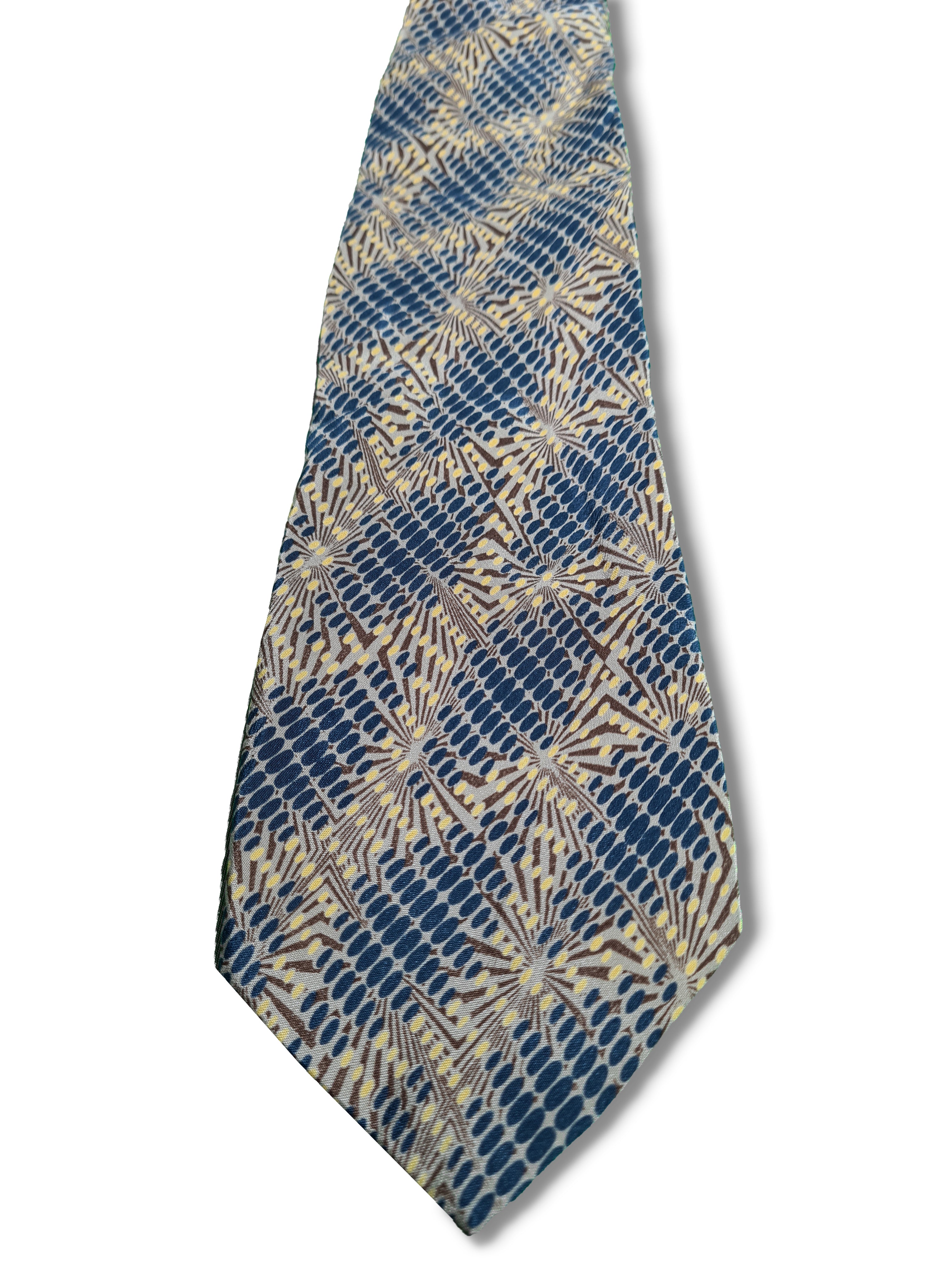 Vintage Balmain Krawatte Basic Abstract Blau Braun - RareRags