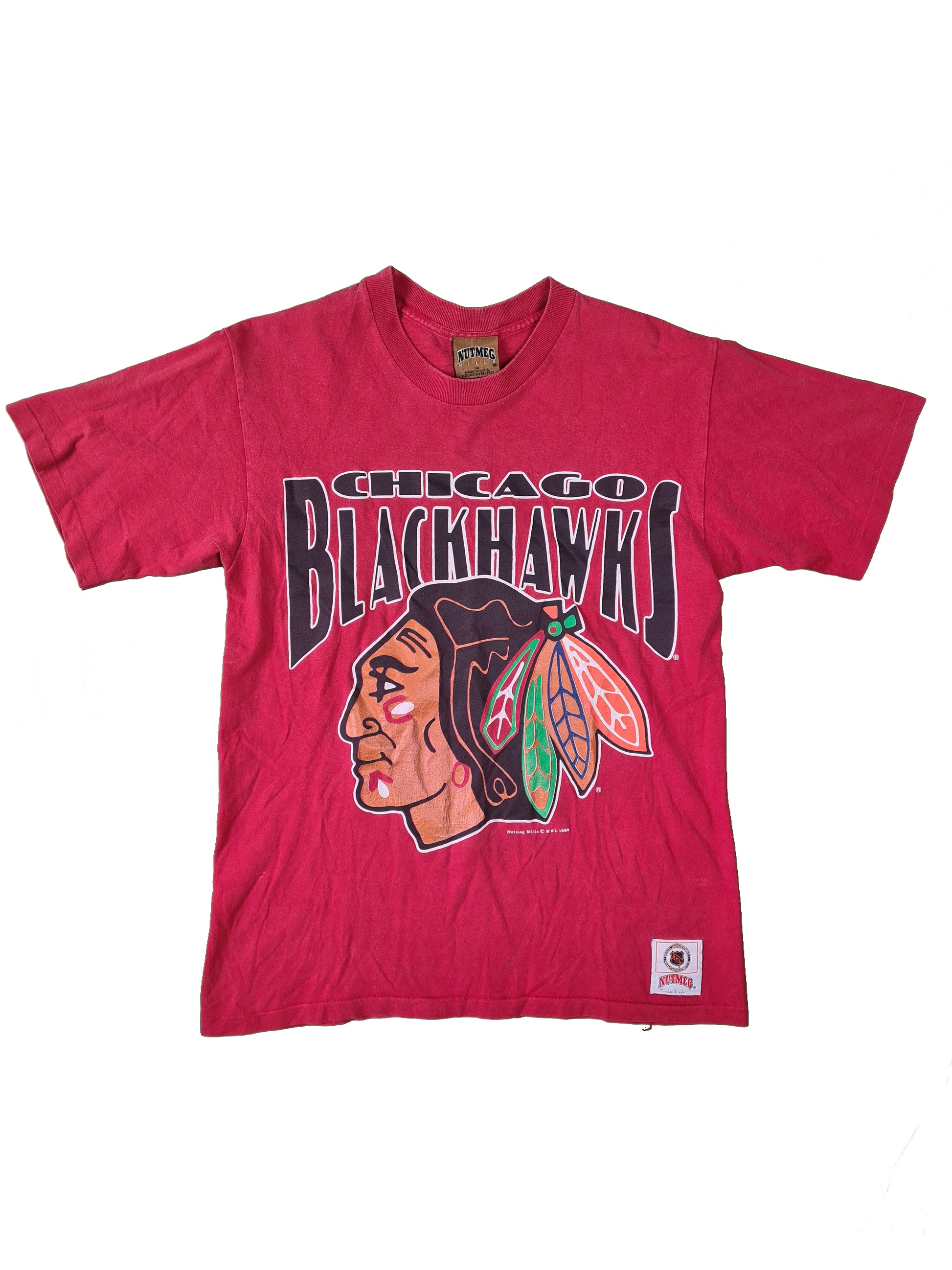 Vintage Nutmeg Mills Shirt Chigago Blackhawks Made in USA M - RareRags