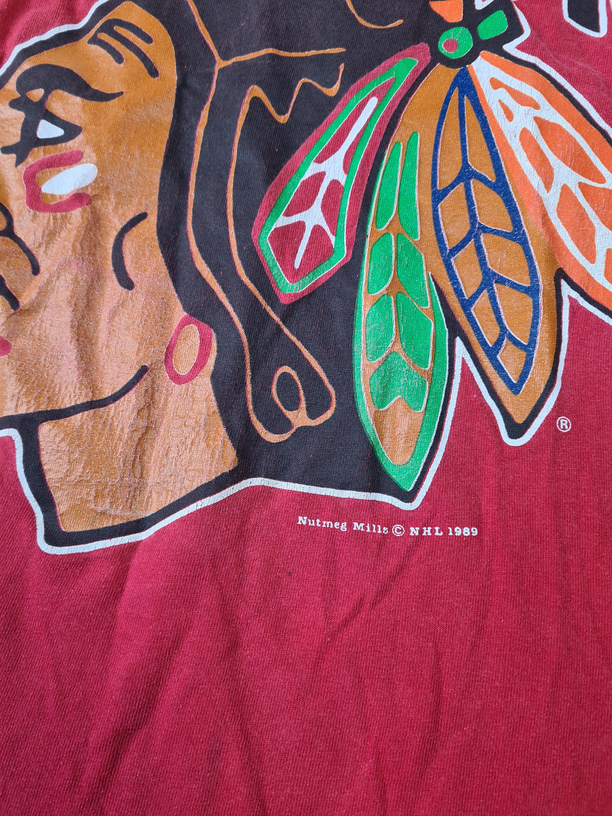 Vintage Nutmeg Mills Shirt Chigago Blackhawks Made in USA M - RareRags