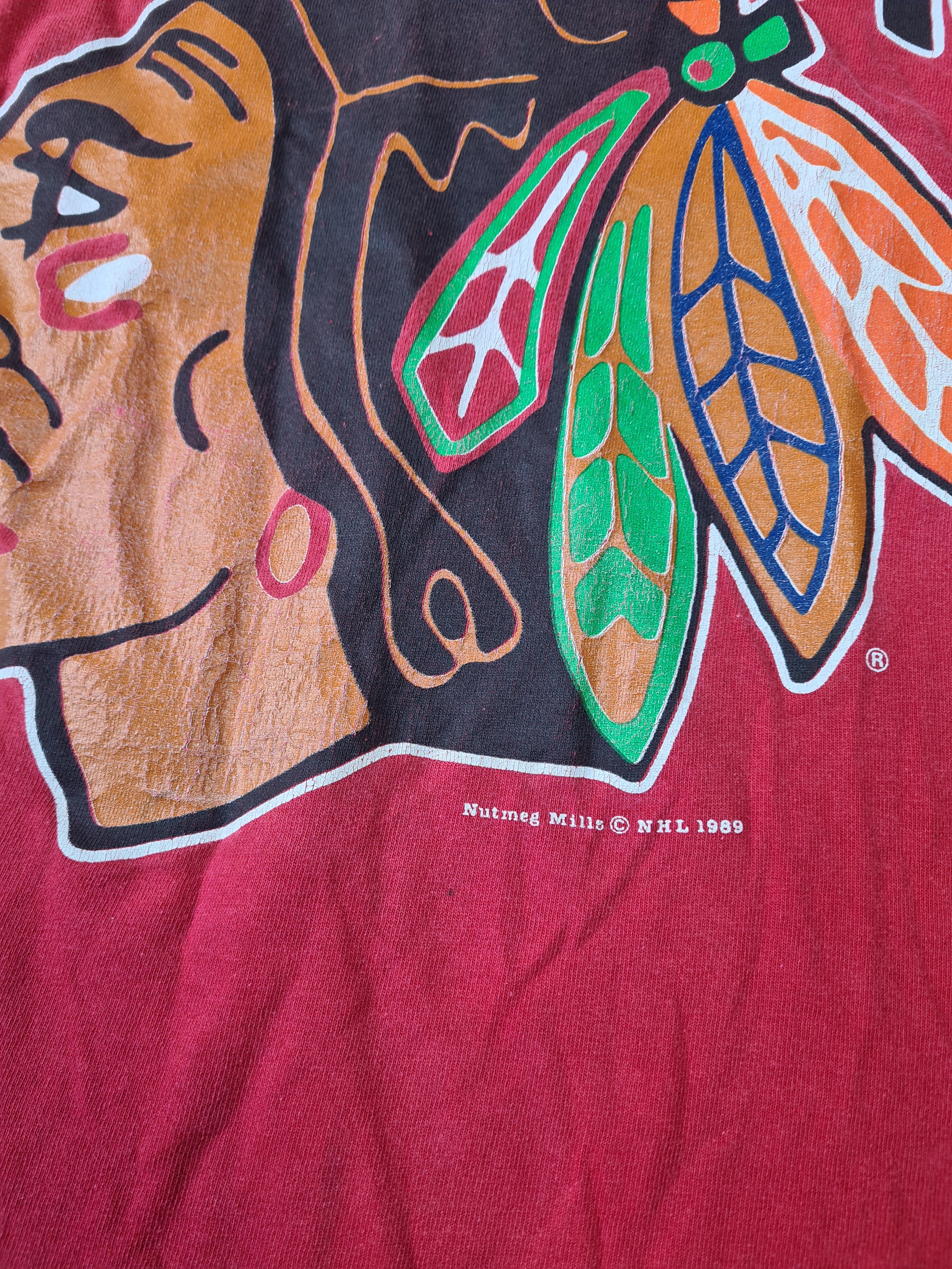 Vintage Nutmeg Mills Shirt Chigago Blackhawks Made in USA M - RareRags