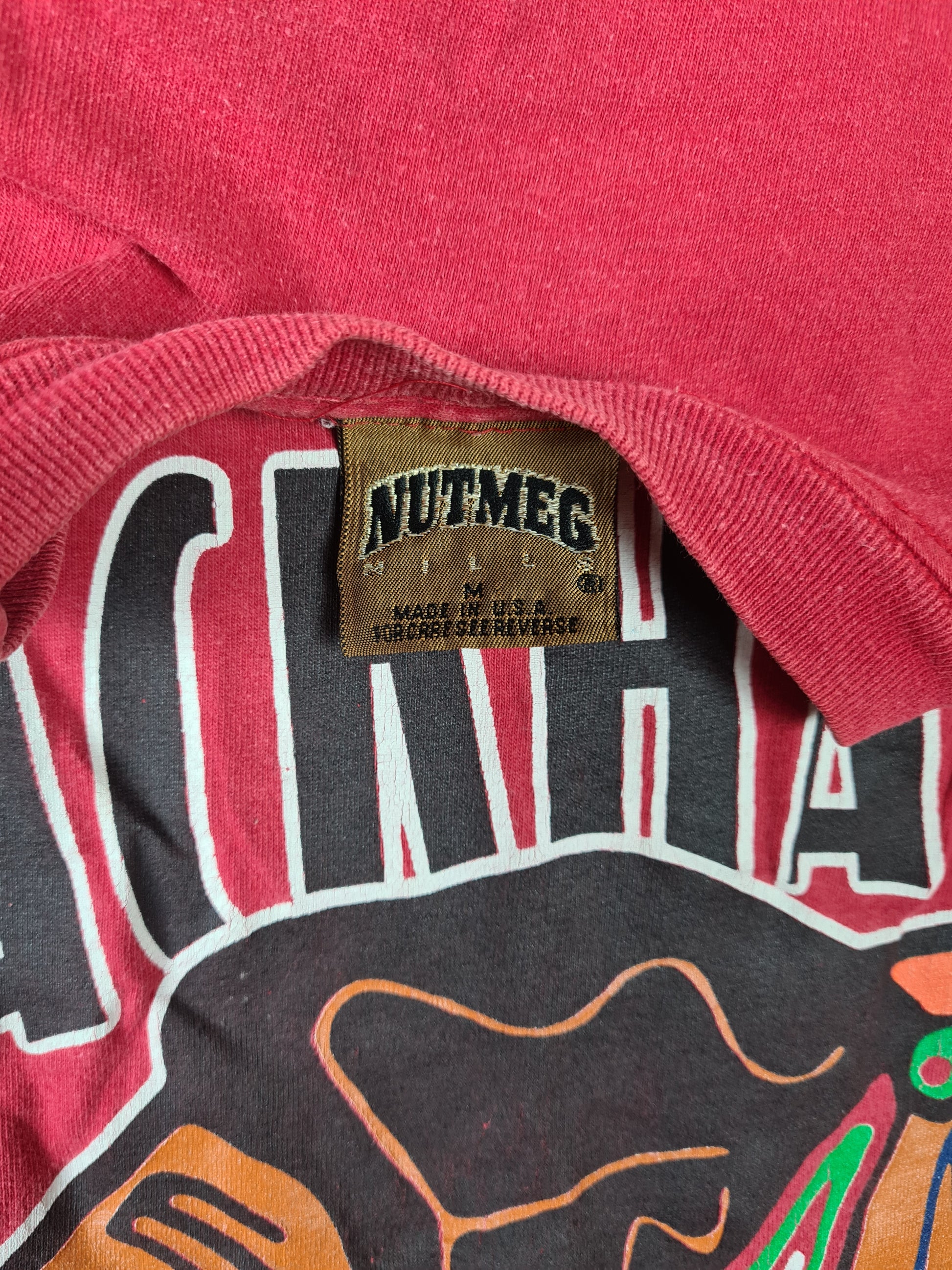 Vintage Nutmeg Mills Shirt Chigago Blackhawks Made in USA M - RareRags