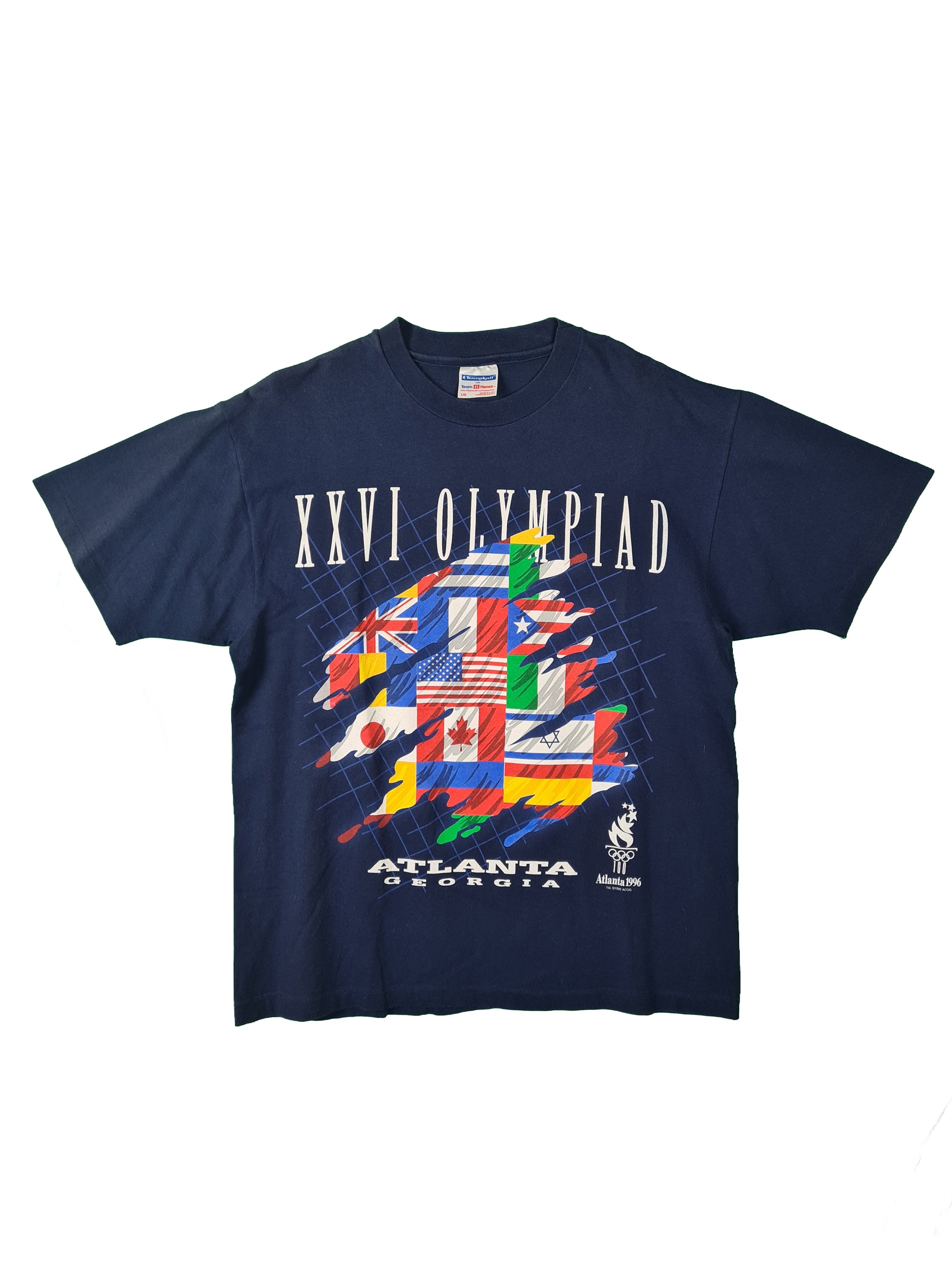 Vintage Champion x Hanes Shirt Champknit Atlanta Olympiade 1996 L - RareRags