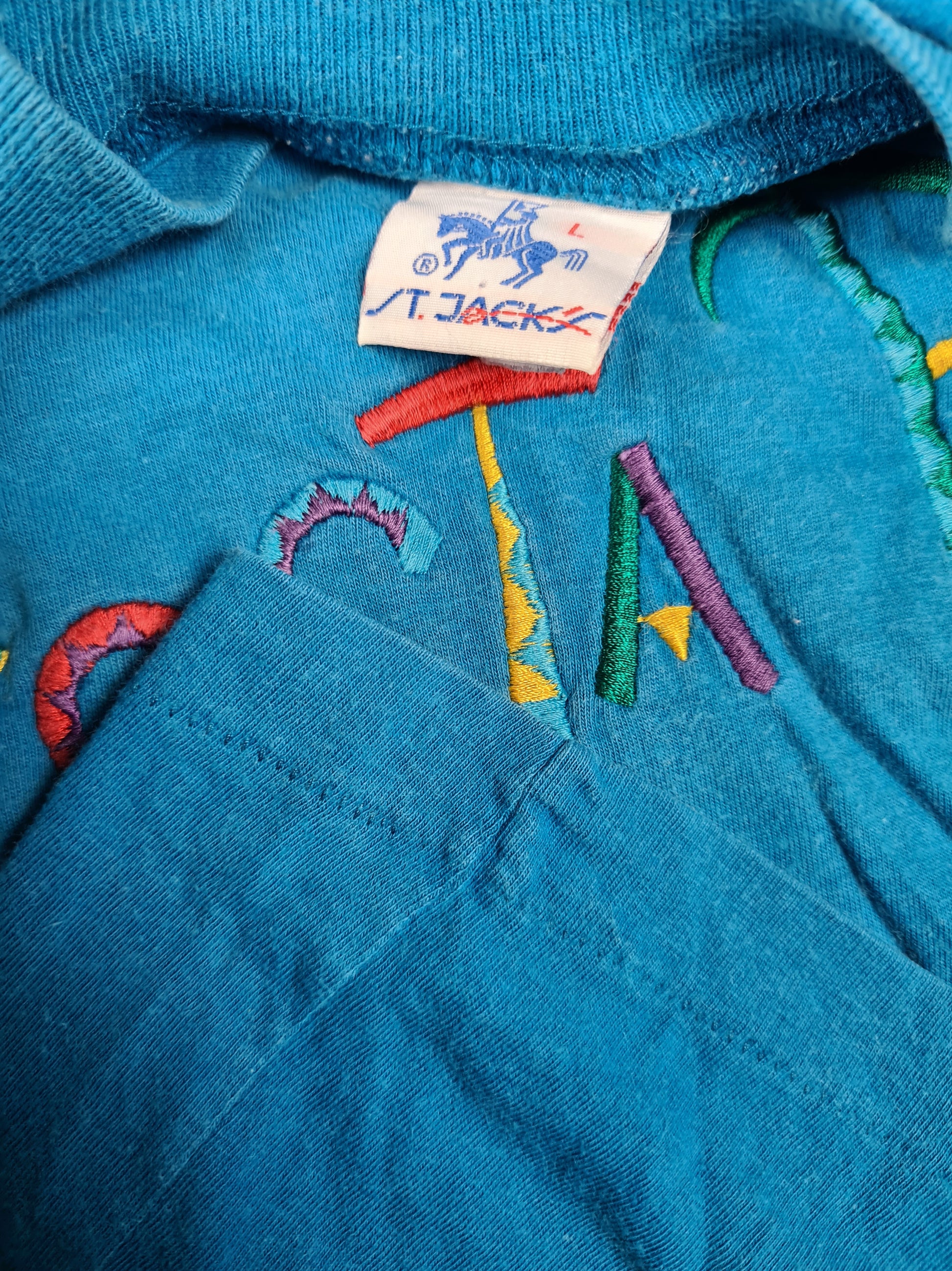 Vintage St. Jacks Shirt Costa Rica Single Stitched Bestickt Blau L - RareRags