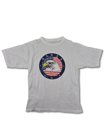 Rare! Vintage U.S.A. Shirt Eagle Single Stitched Weiß L-XL