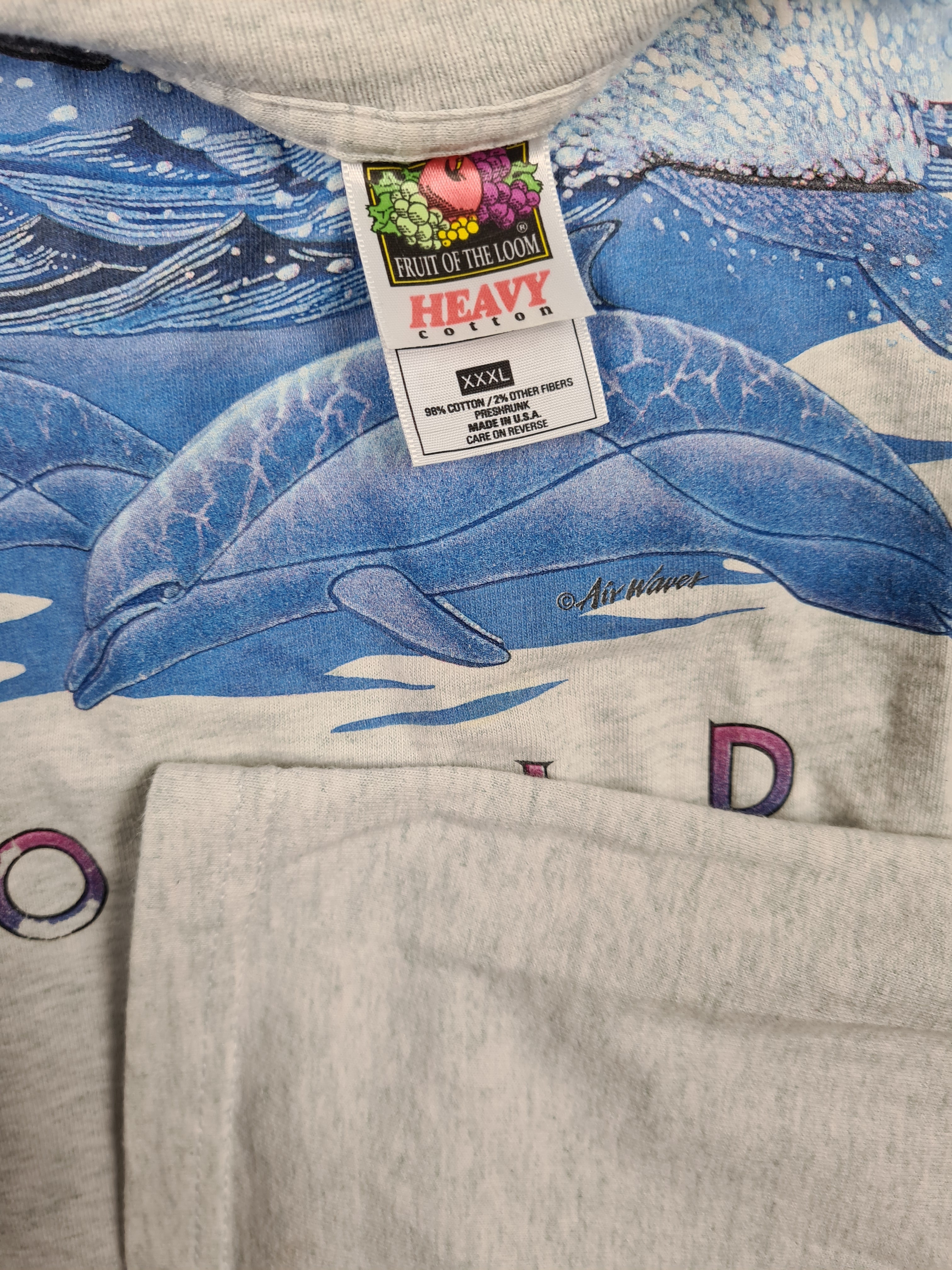 Vintage Fruit Of The Loom Shirt Air Waves Dolphines XXXL - RareRags