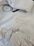 Modernes Lacoste Poloshirt Monochrome Big Croc Weiß XXXL