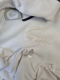 Modernes Lacoste Poloshirt Monochrome Big Croc Weiß XXXL