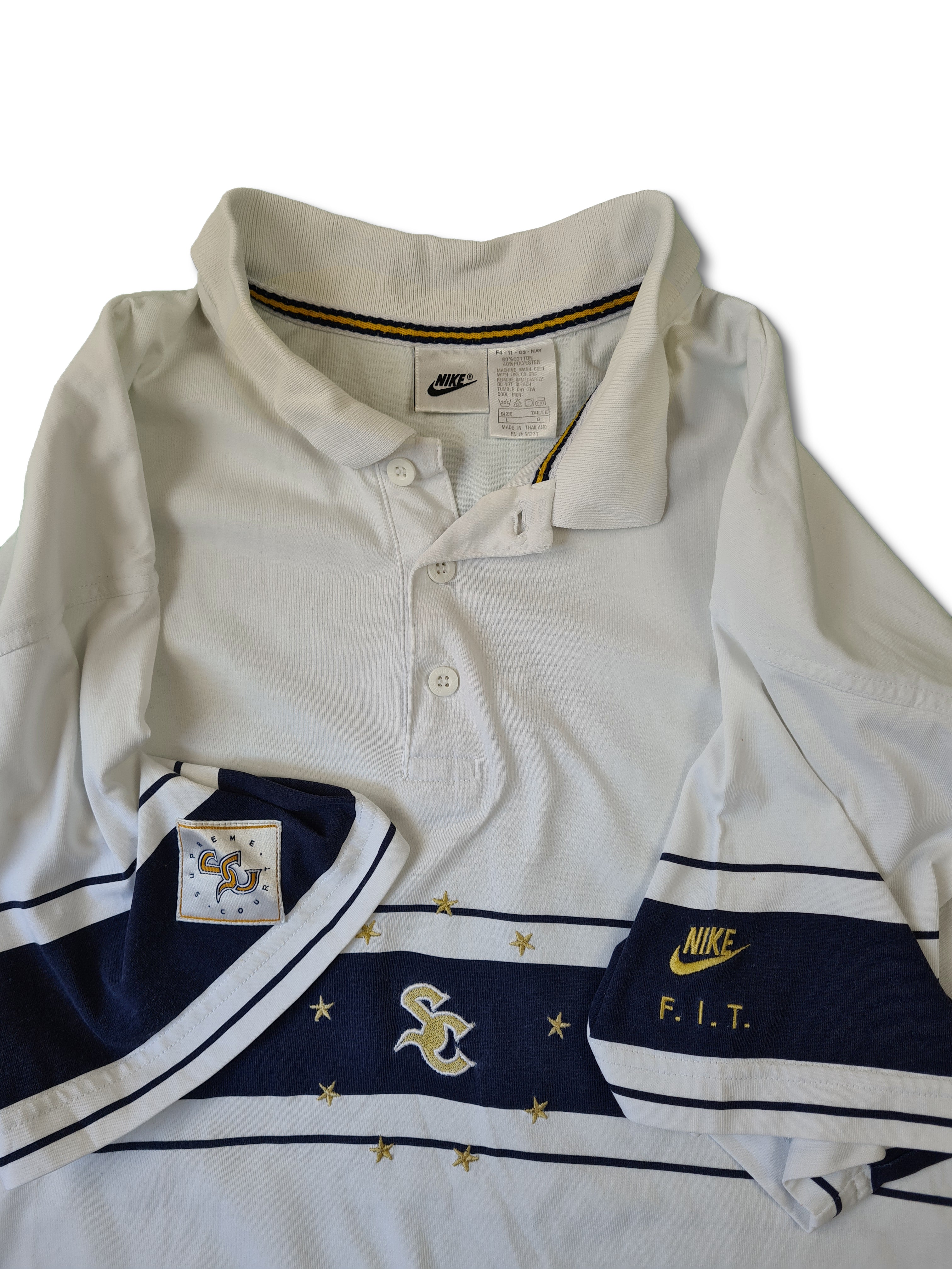 Rare! Nike Polo-Shirt Supreme Court Weiß Lila L - RareRags