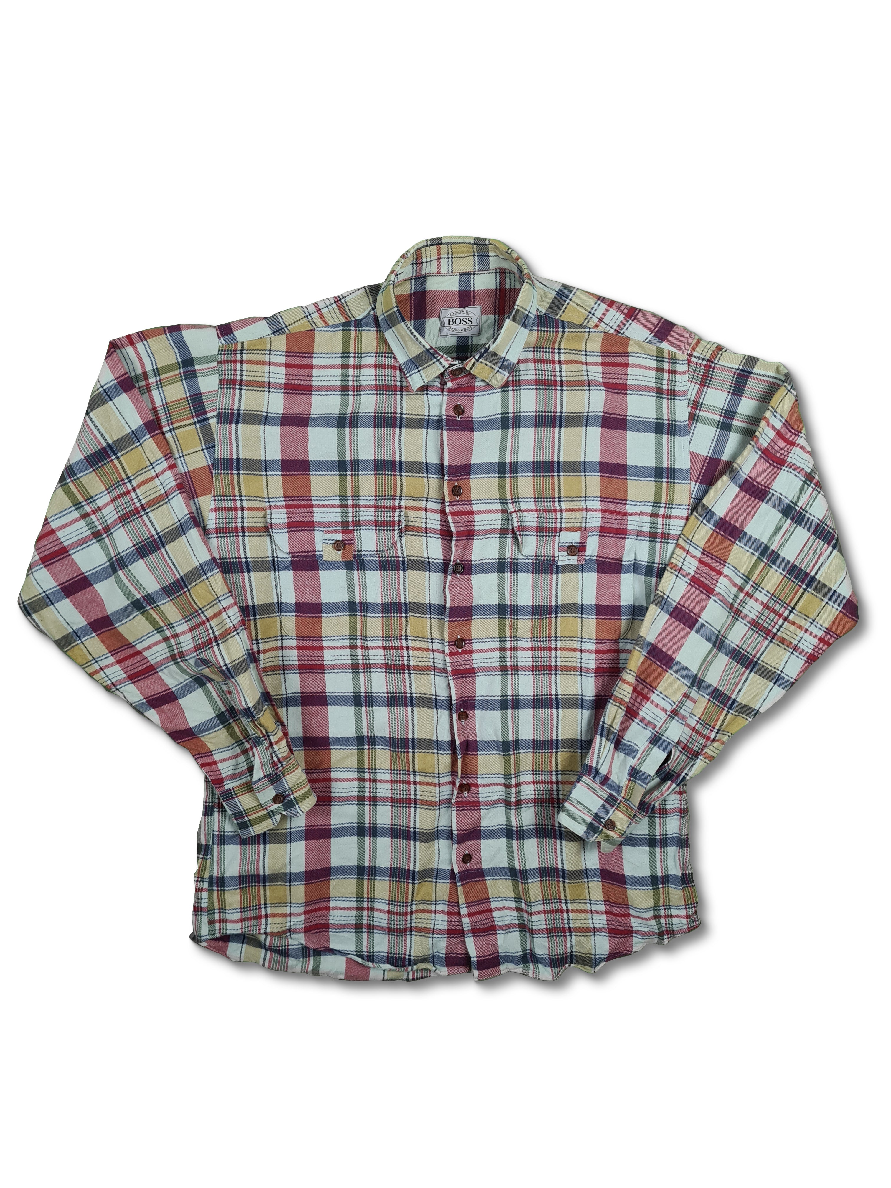 Vintage Hugo Boss Hemd Flanell Kariert Bunt M-L - RareRags