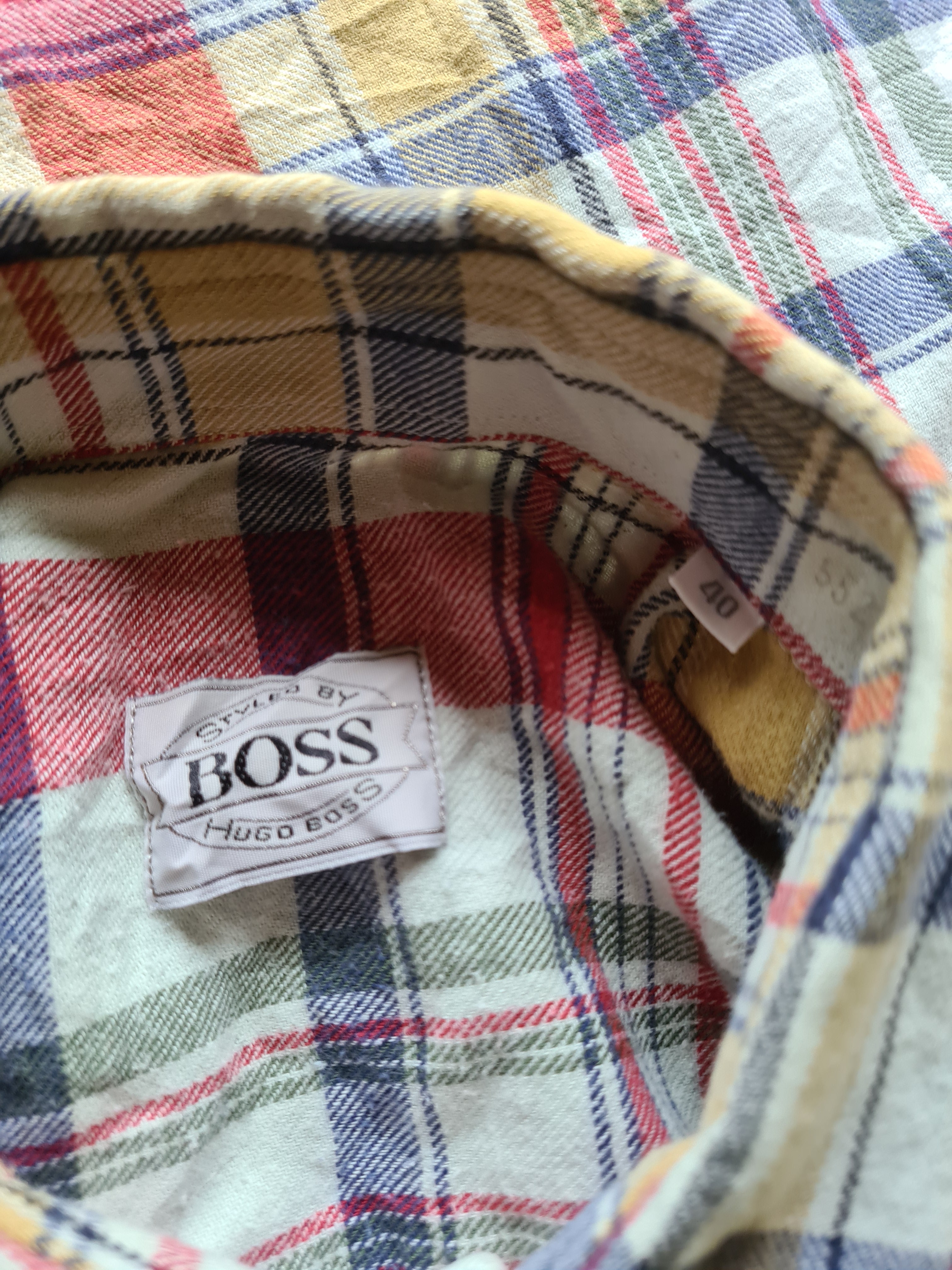 Vintage Hugo Boss Hemd Flanell Kariert Bunt M-L - RareRags