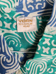 Vintage Yorn Hemd Seide Boutique Grün Blau (Frauen) L - XL