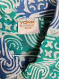 Vintage Yorn Hemd Seide Boutique Grün Blau (Frauen) L - XL