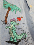 Vintage NoName Hemd Kurzarm Comic Stickerei M-L