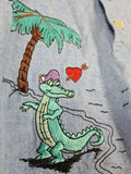 Vintage NoName Hemd Kurzarm Comic Stickerei M-L